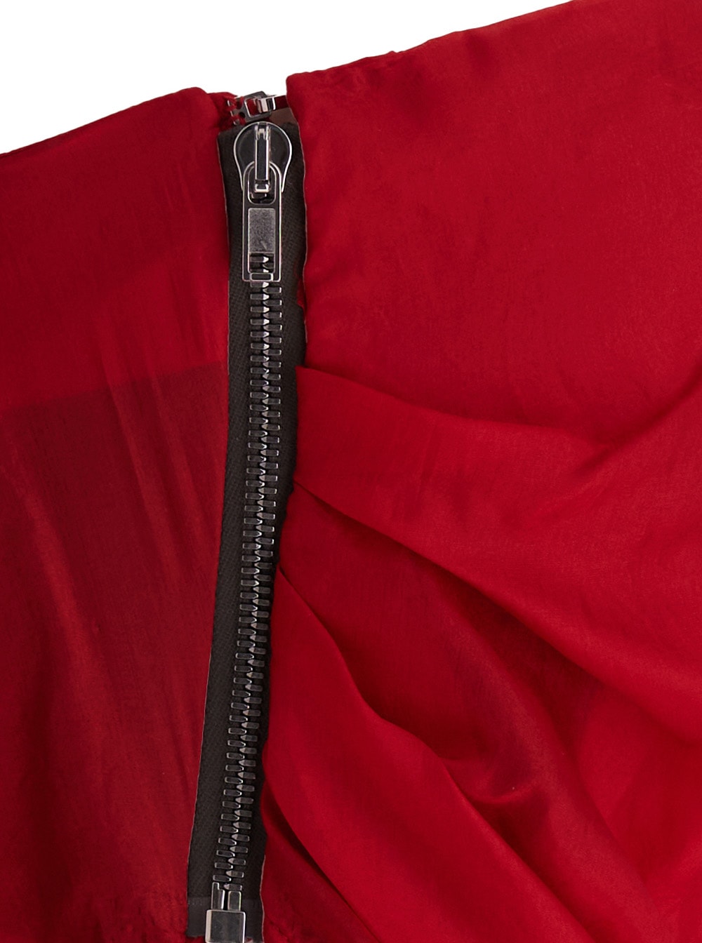 Shop Rick Owens Red Strapless Asymmetric Long Top In Silk Woman