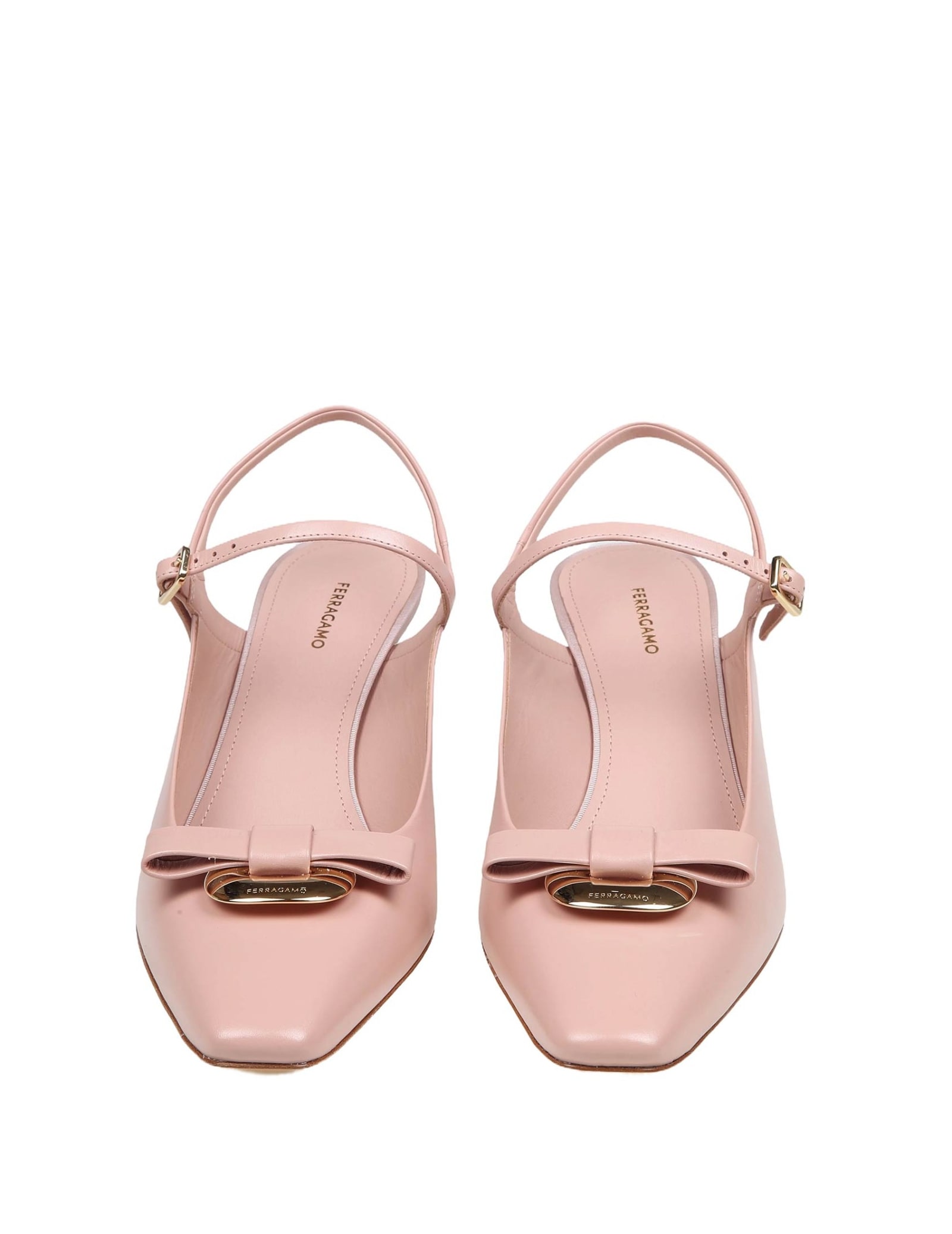 Shop Ferragamo Slingback Ophelia In Pink Leather In Rose