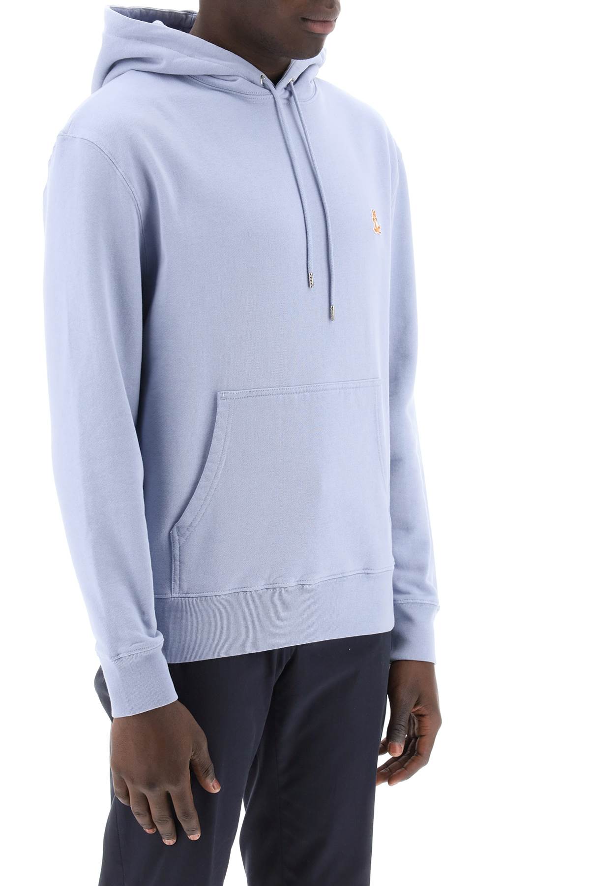 Shop Maison Kitsuné Chillax Fox Hooded Sweatshirt In Beat Blue (light Blue)