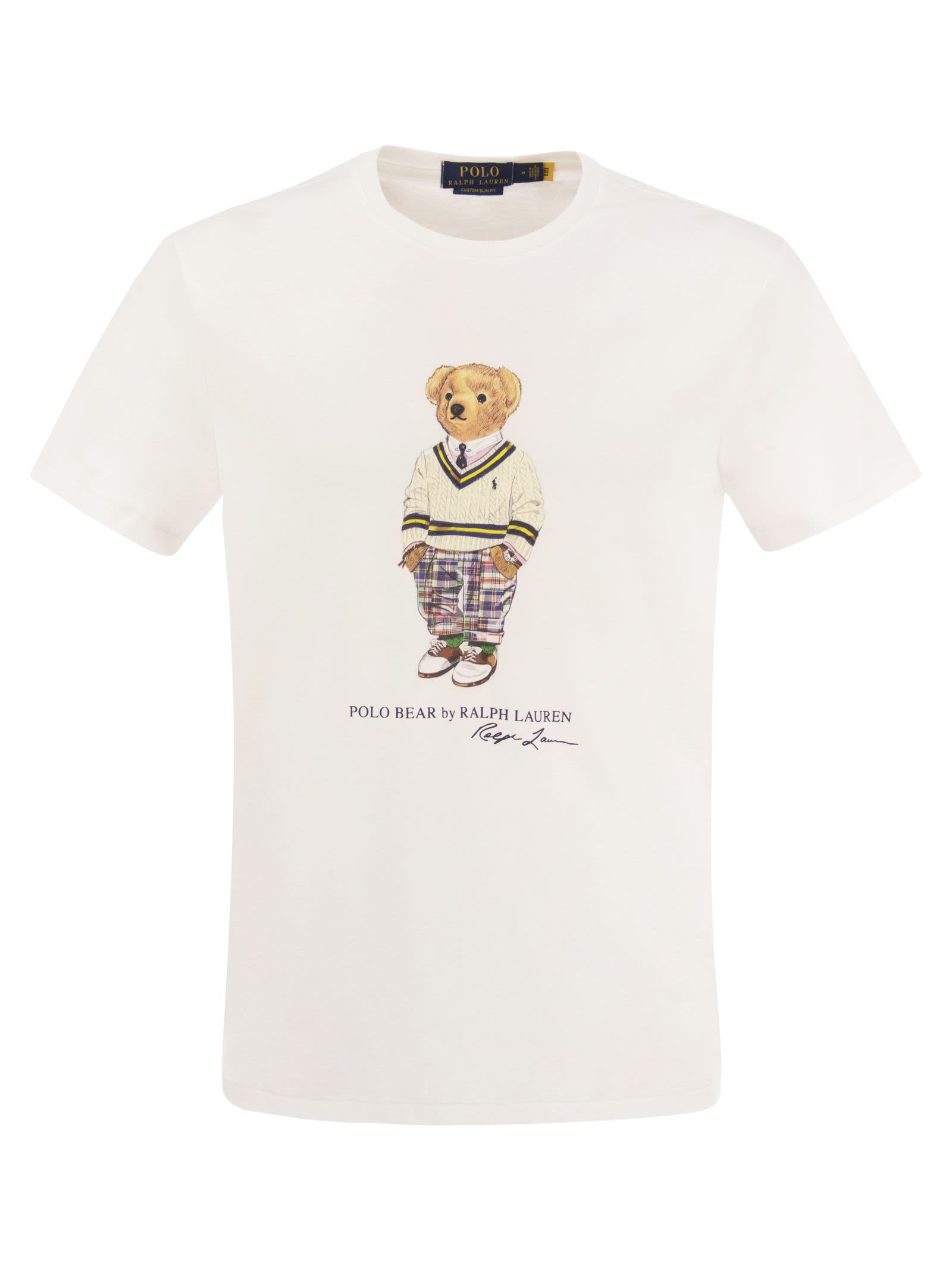 Shop Polo Ralph Lauren Polo Bear Custom Slim-fit T-shirt In White