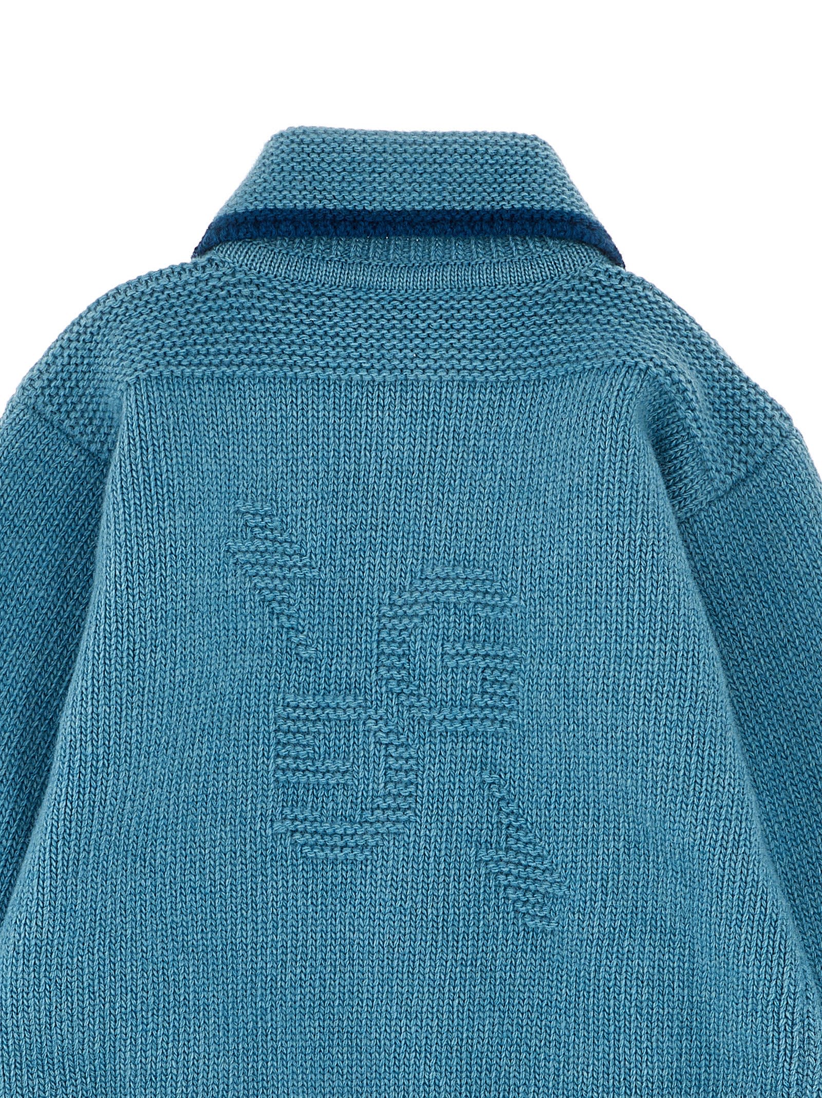 Shop Gucci Logo Cardigan In Light Blue