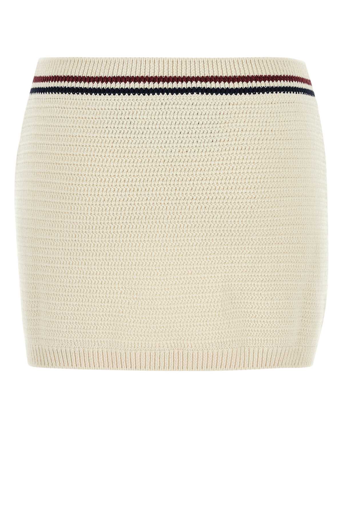 Miu Miu Ivory Stretch Crochet Mini Skirt In Neutral