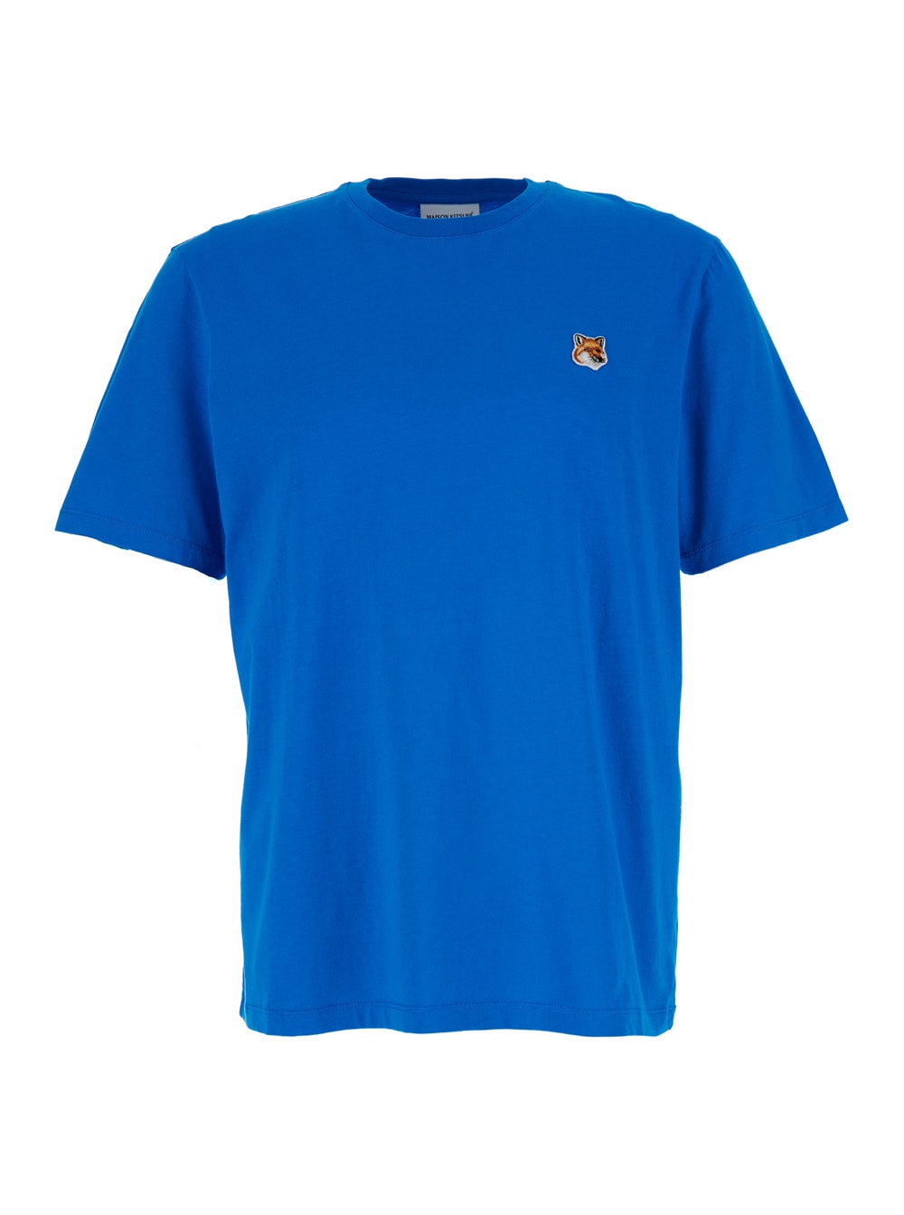 Shop Maison Kitsuné Blue T-shirt With Fox Head Patch In Cotton Man In Light Blue