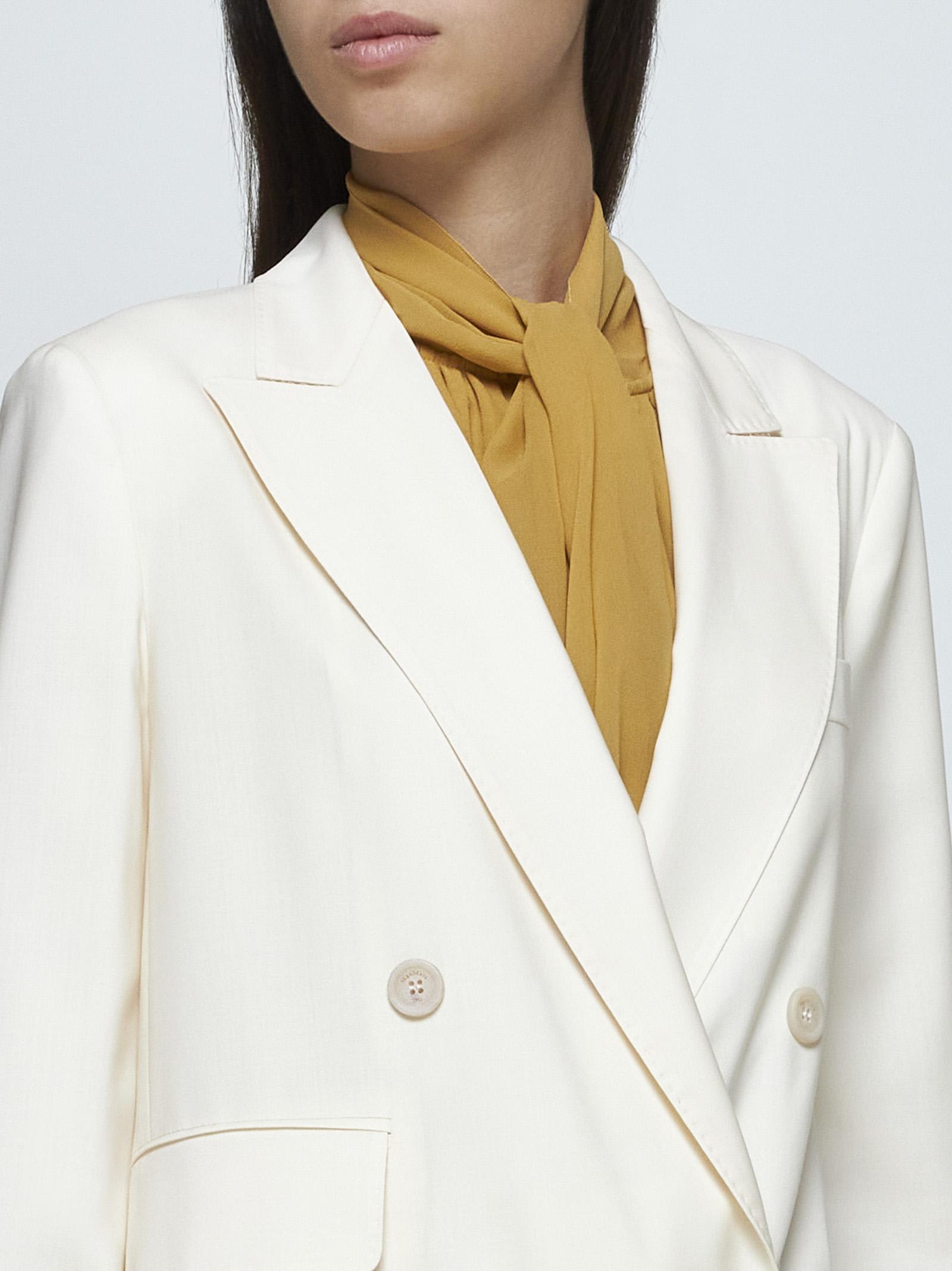 Shop Max Mara Elegia Double-breasted Wool Blazer In Cream