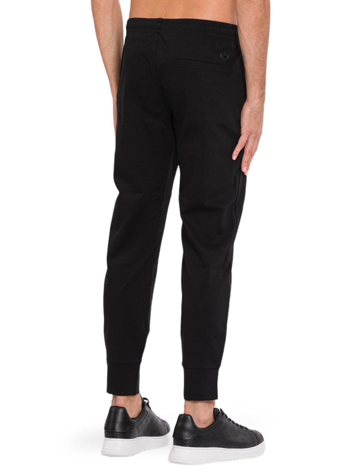 Shop Emporio Armani Mid-rise Slim-fit Track Pants In Black