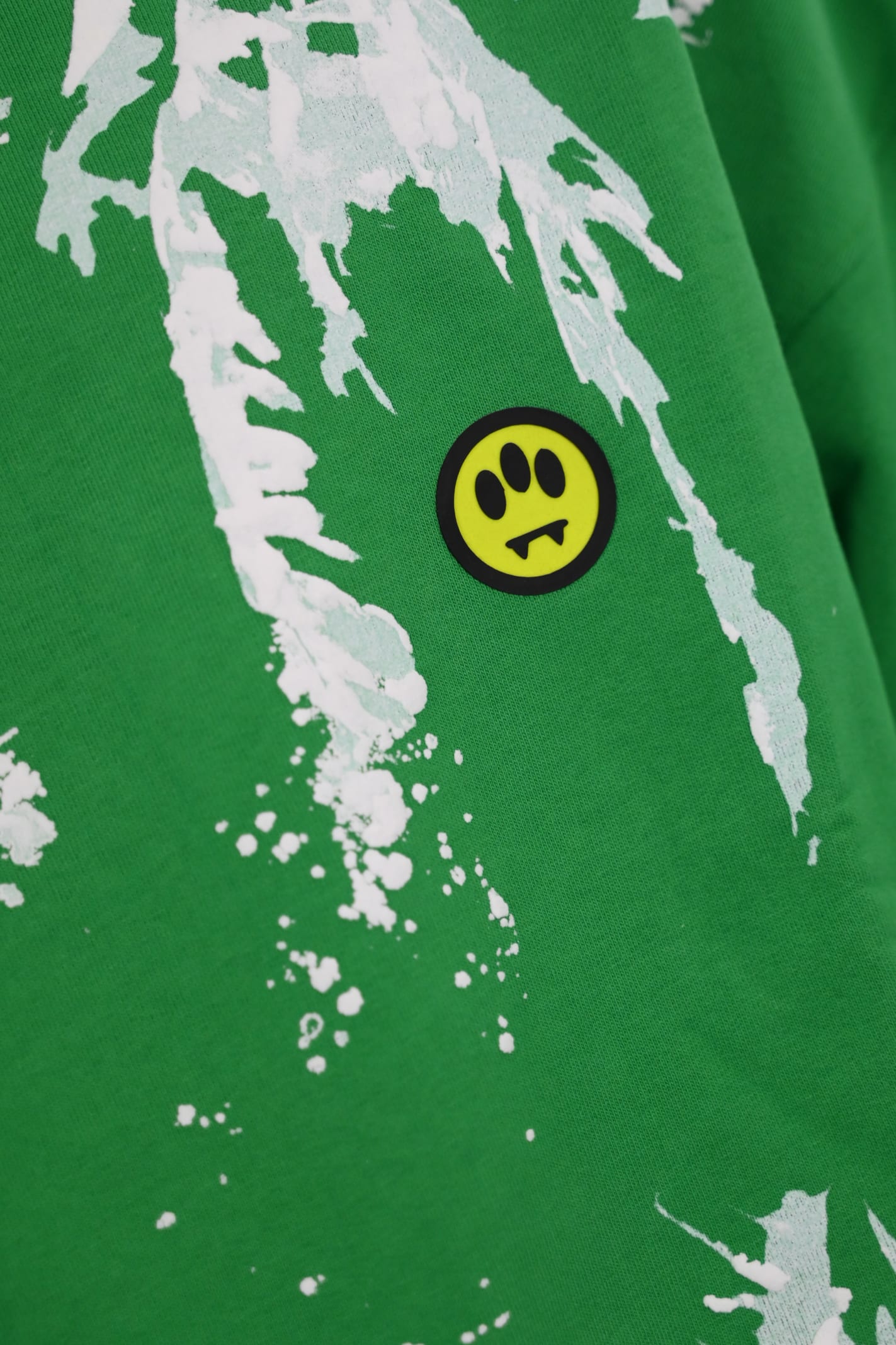 Shop Barrow Cotton Sweatshirt With 3d Palms Print In Fern Green