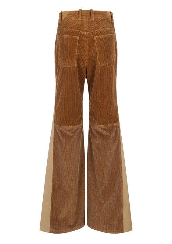 Shop Chloé Patchwork Flared Trousers In Brown