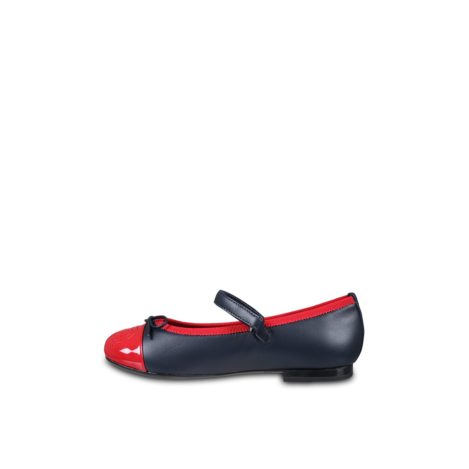 Dolce & Gabbana Girls Navy Blue Embroidered Leather Pumps In Blue