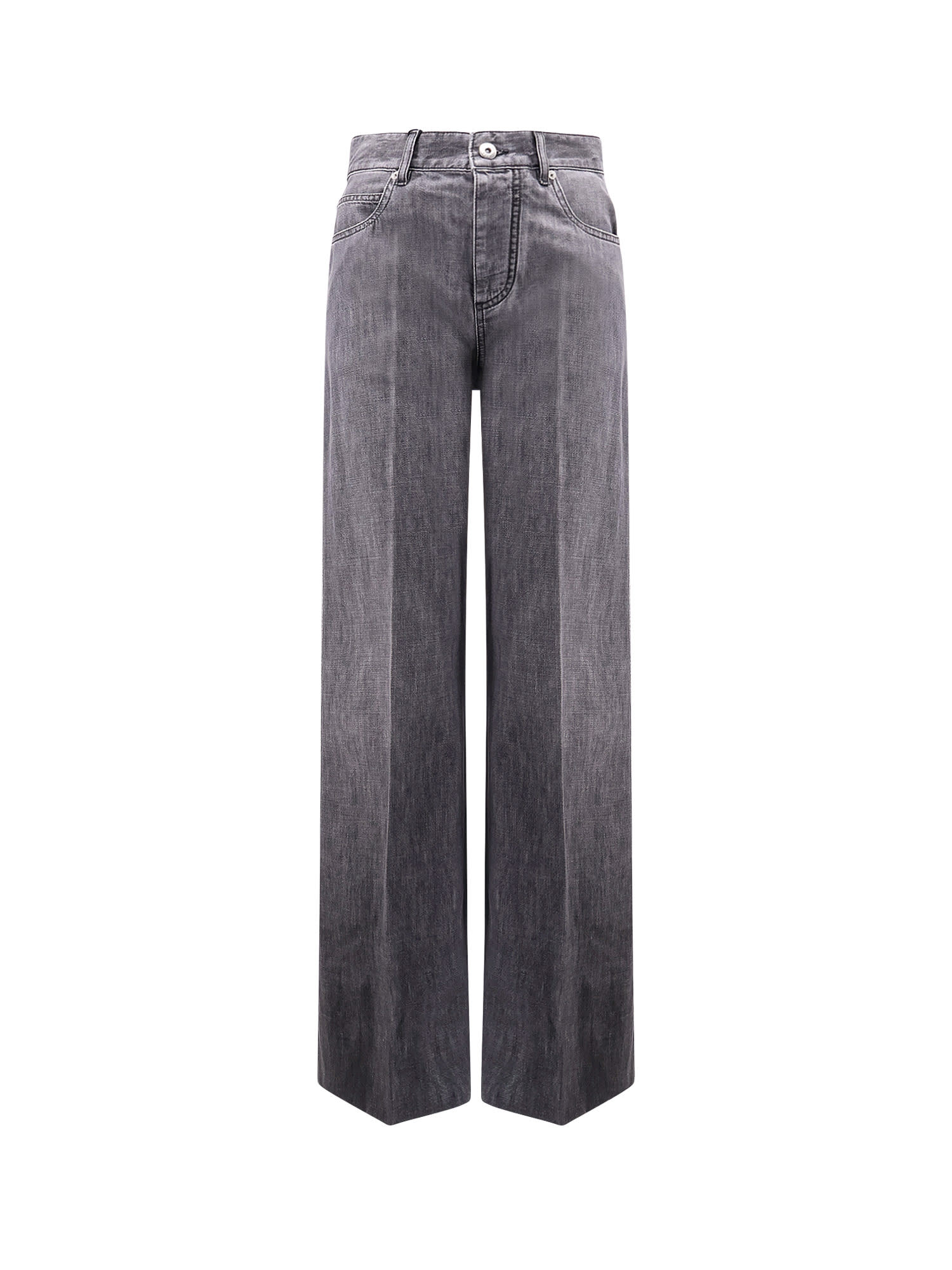 Bottega Veneta Women Black Washed Palazzo Denim Jeans In Black