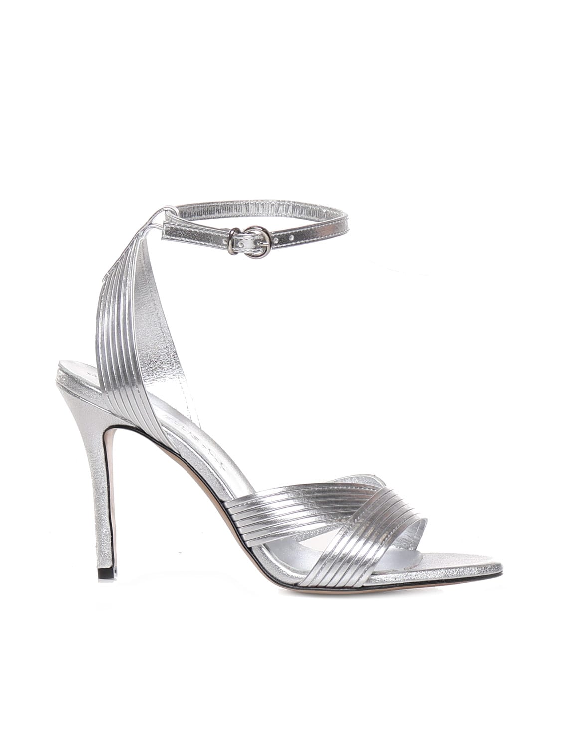 Marc Ellis Sandals With Heel And Lamè Bands In Plata