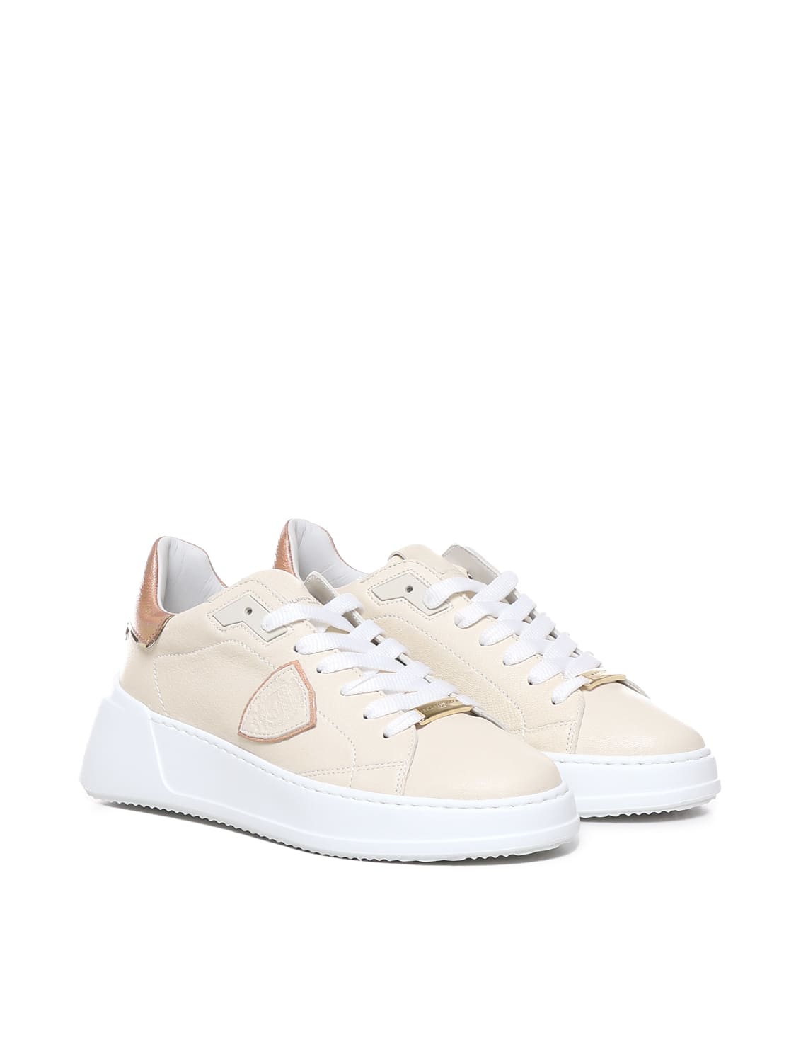 Shop Philippe Model Tres Temple Sneakers In Peach