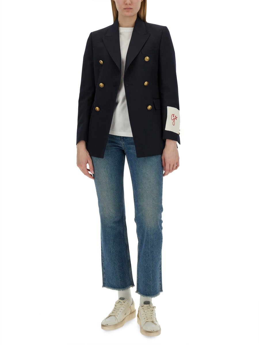 Shop Golden Goose Double-breasted Jacket In Blue