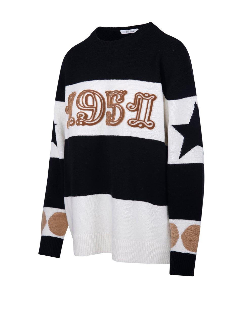 Shop Max Mara Star Patterned Crewneck Jumper In Black