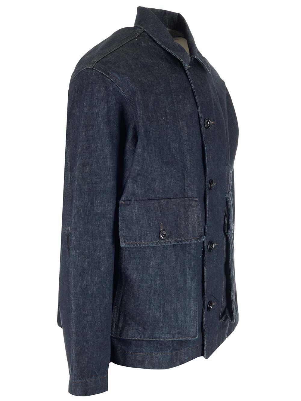 Shop Lemaire Collared Button-up Denim Jacket In Blue