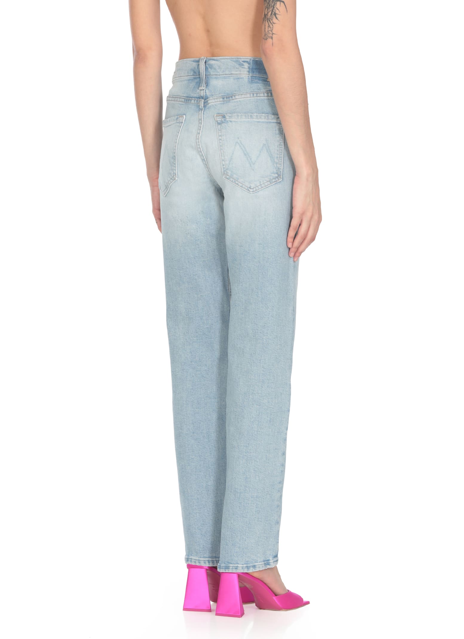 Shop Mother The Smarty Pants Skimp Jeans In Blue