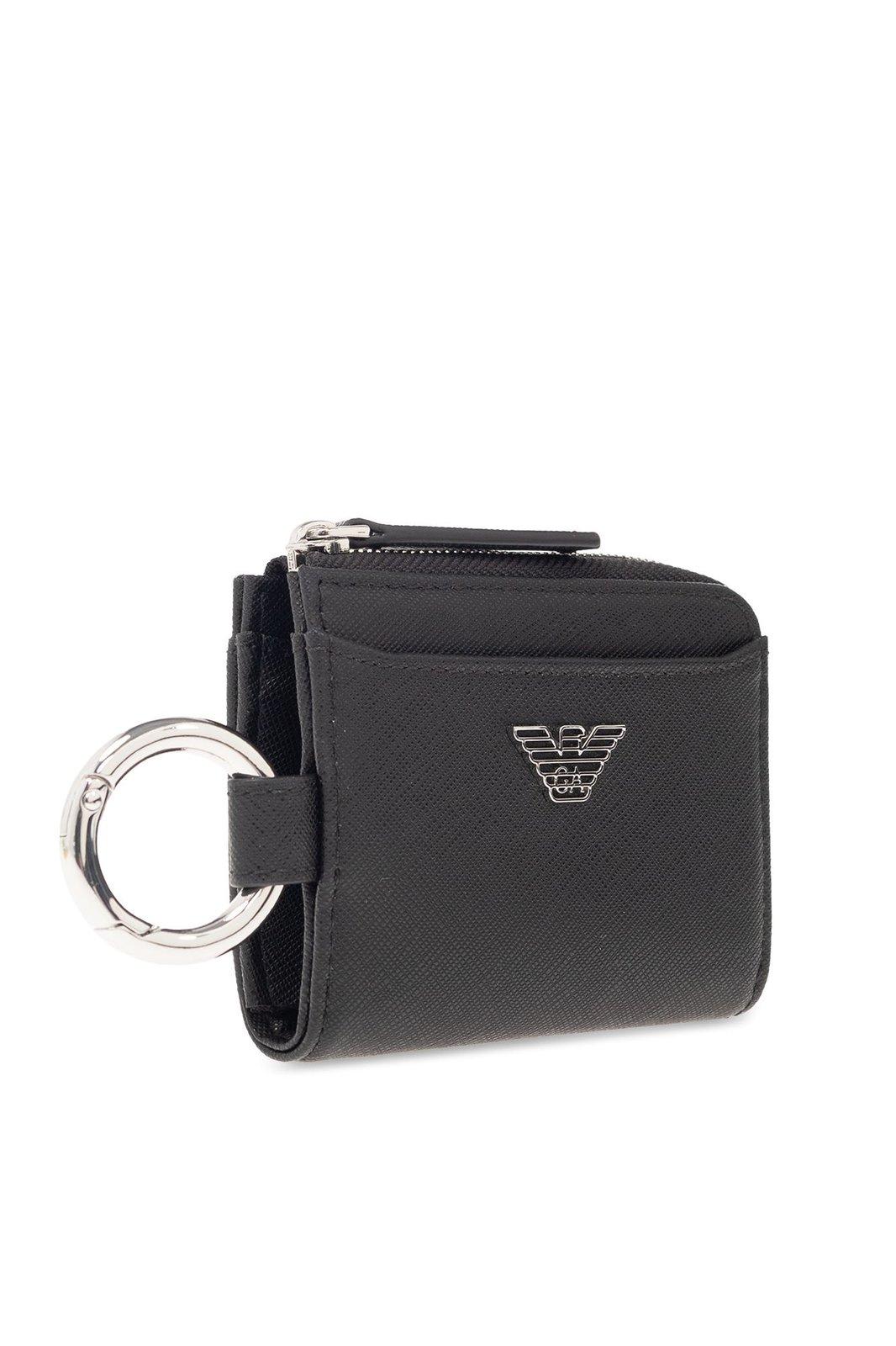 Shop Emporio Armani Wallet With Keyring In Black