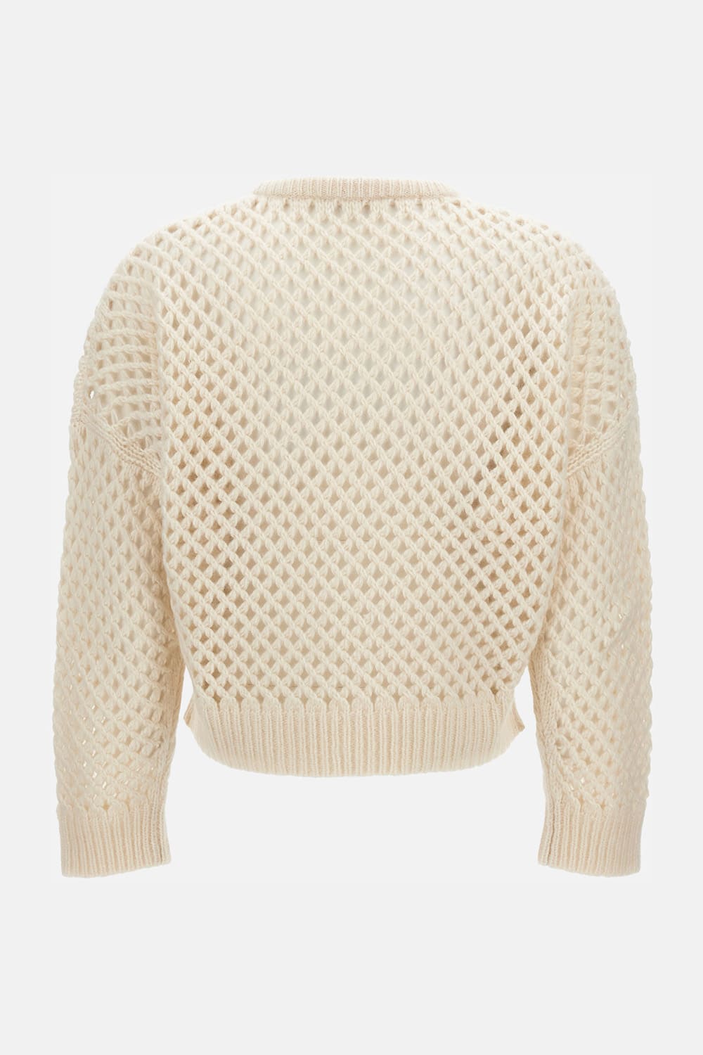 Max Mara Essen Perforated Cashmere Sweater In Neutral