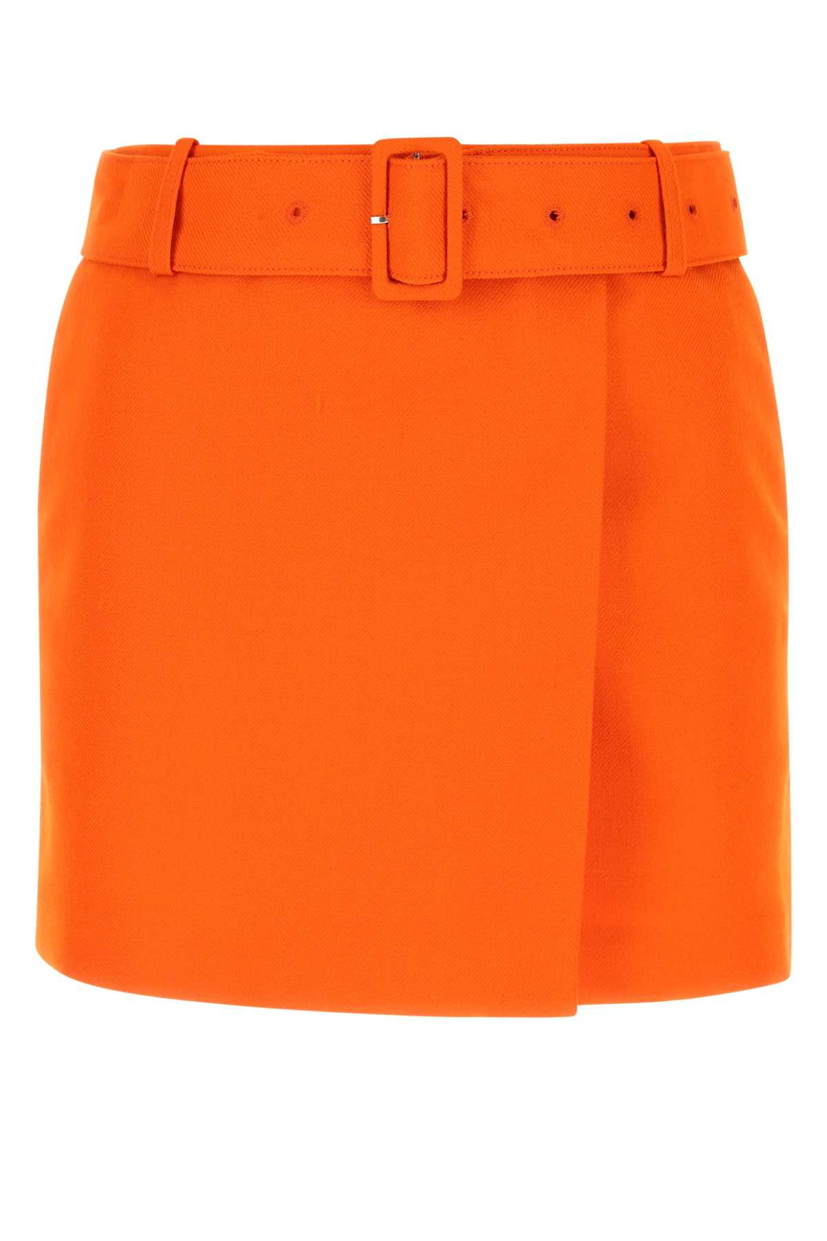 Shop Ami Alexandre Mattiussi Orange Wool Mini Skirt In 800