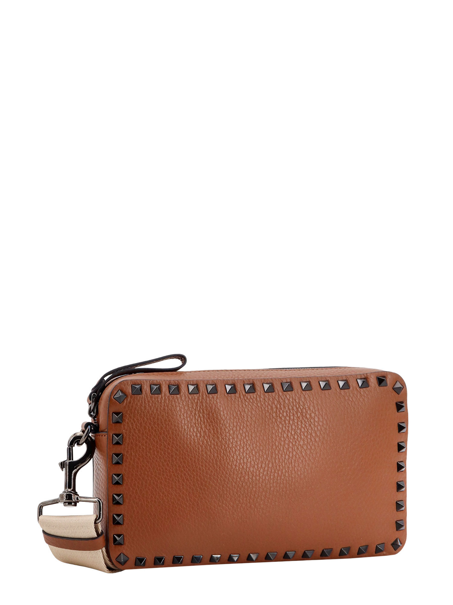 Shop Valentino Rockstud Shoulder Bag In Brown