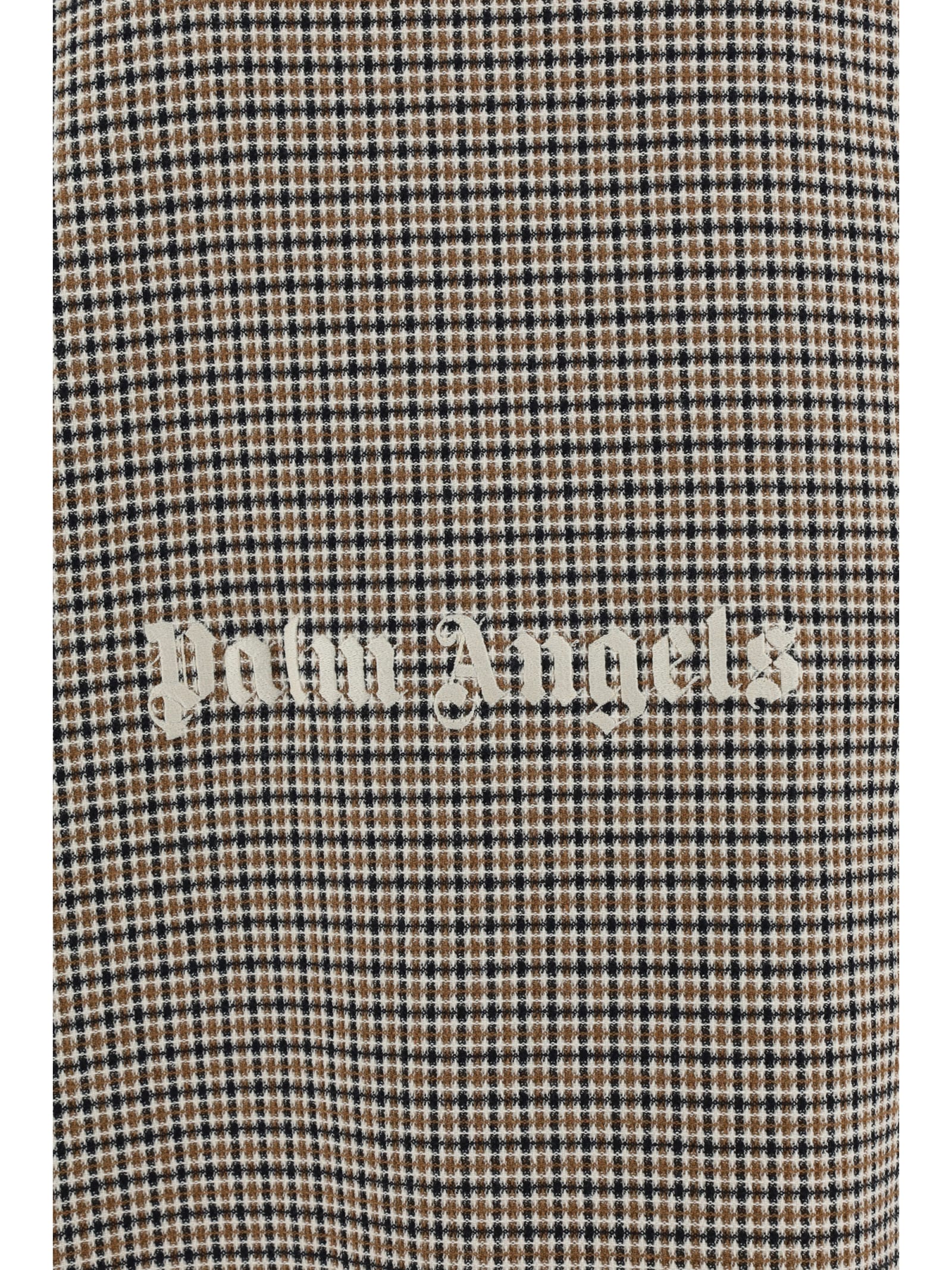 Palm Angels Check Back Logo Overshirt In Multicolor Off White