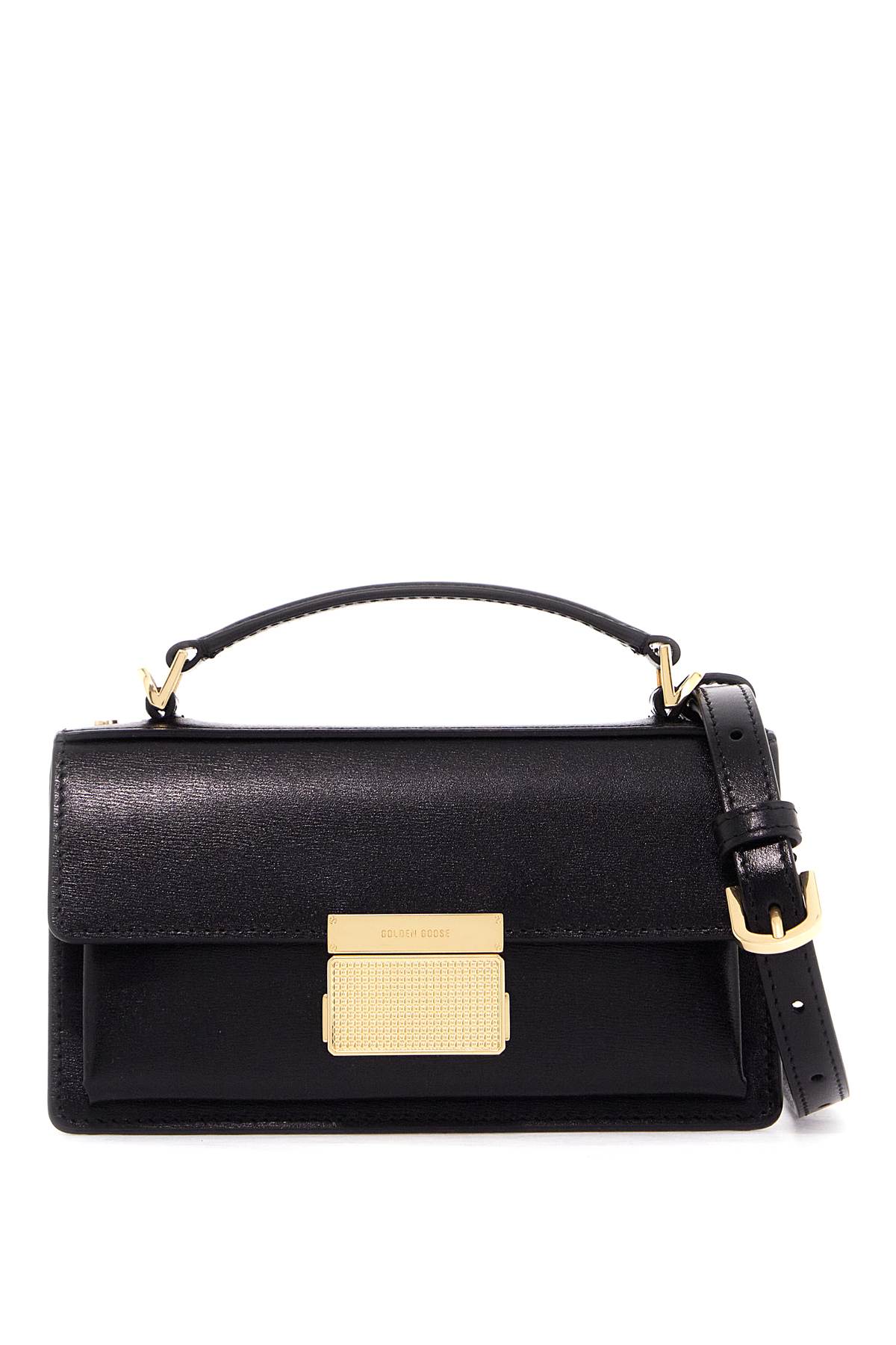 Golden Goose Small Venezia Black Palmellata Leather Bag In Black