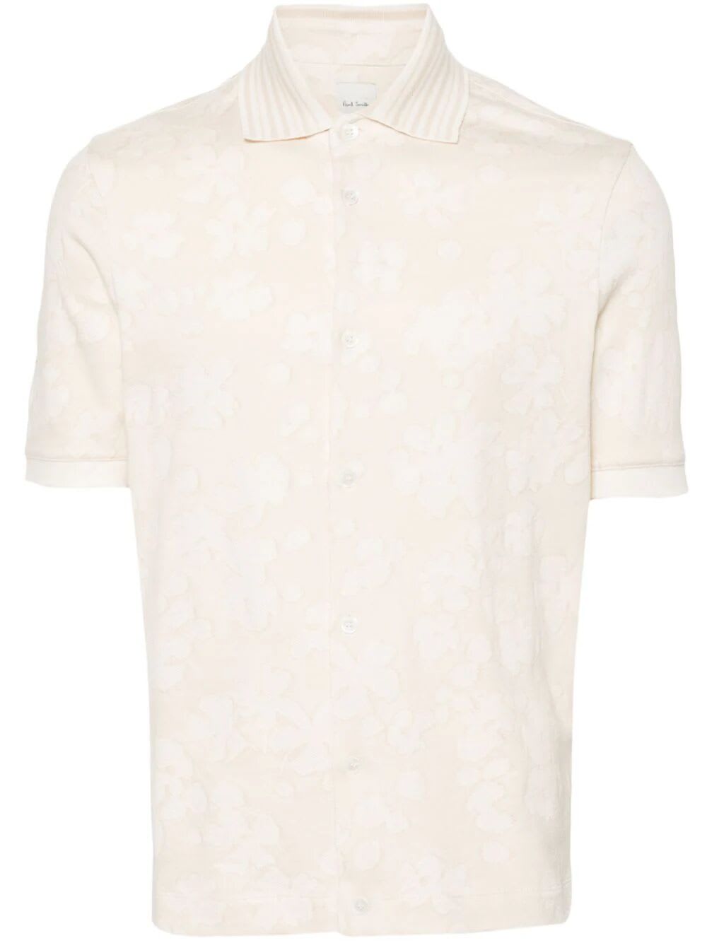Shop Paul Smith Mens Floral Jacquard Shirt In Whites