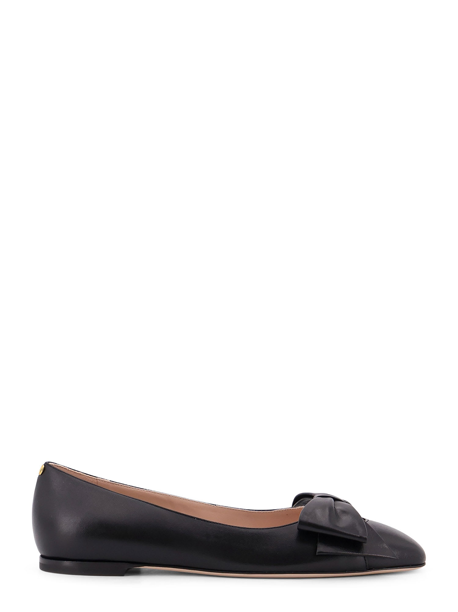 Valentino Garavani Bowow Leather Ballerinas In Black