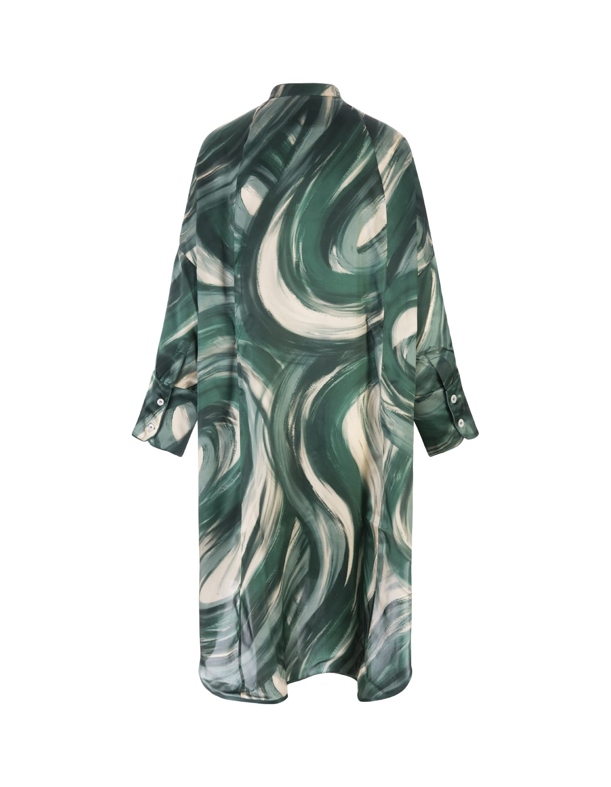 F.R.S FOR RESTLESS SLEEPERS MIDI SILK DRESS WITH GREEN PRINT