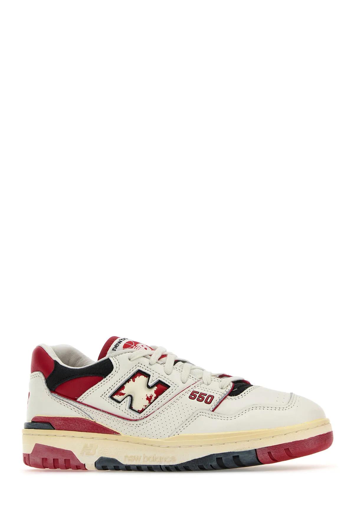 Shop New Balance Multicolor Leather 550 Sneakers In Red