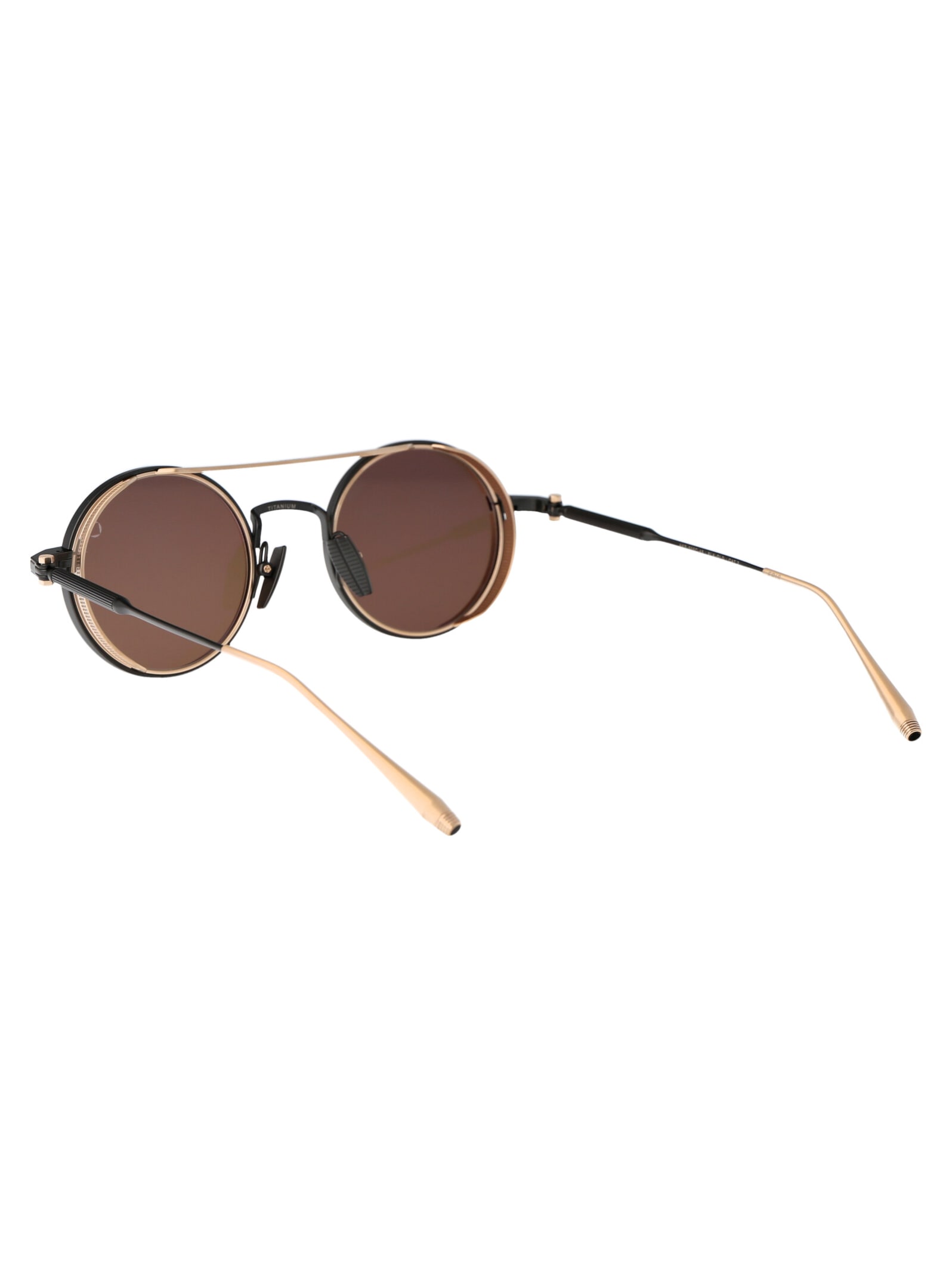 Shop Akoni Eris Sunglasses In Brushed Black-matte White Gold W/dark Brown