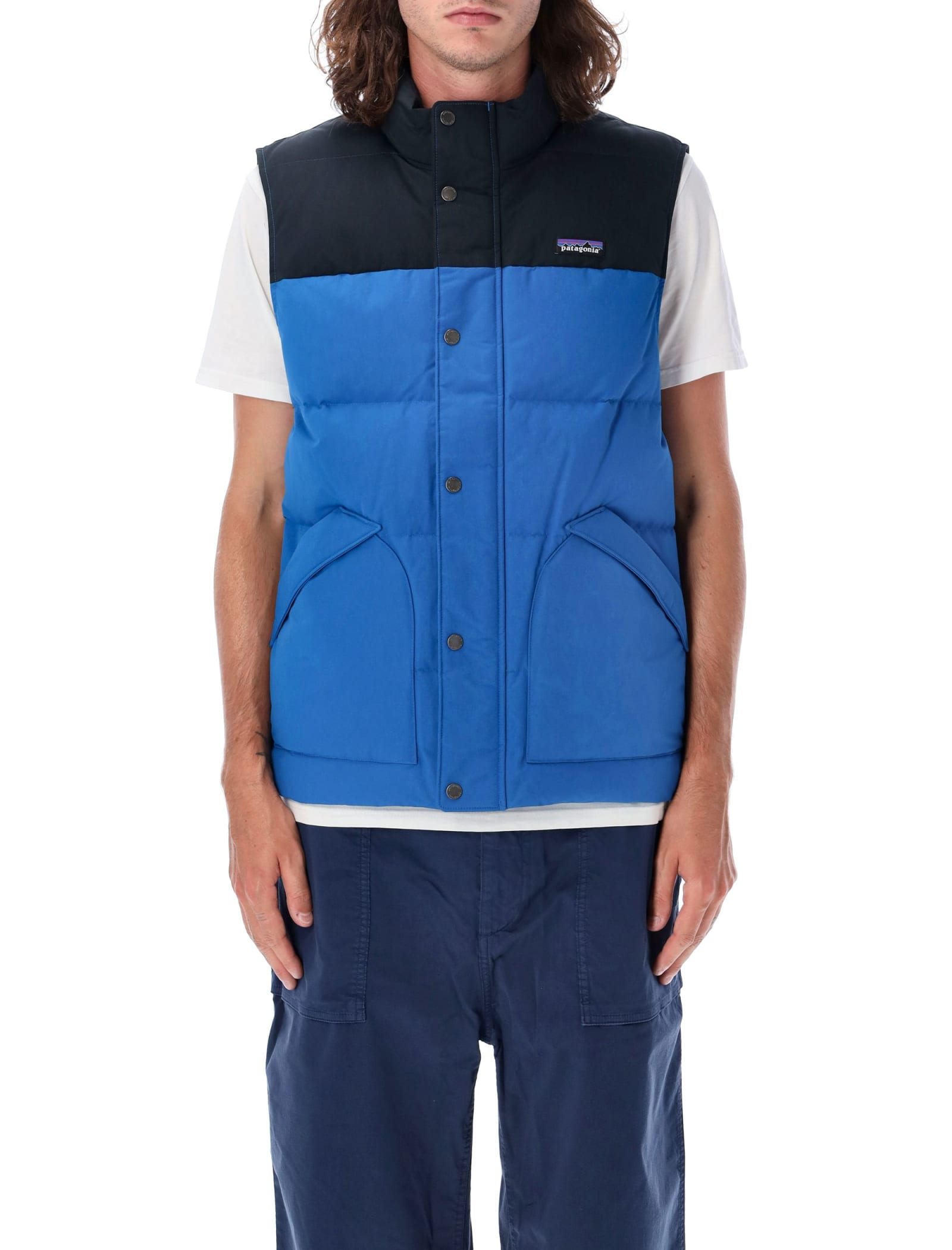 Shop Patagonia Downdrift Vest In Endless Blue