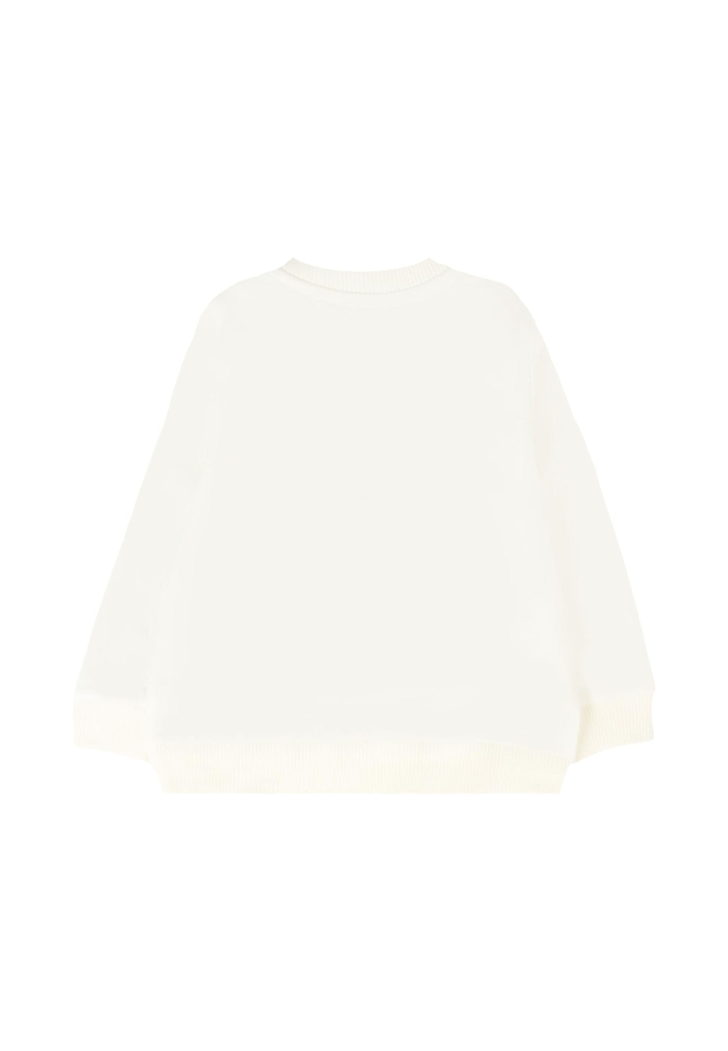 Moschino Ivory Sweatshirt For Babykids With Teddy Bear And Logo In White