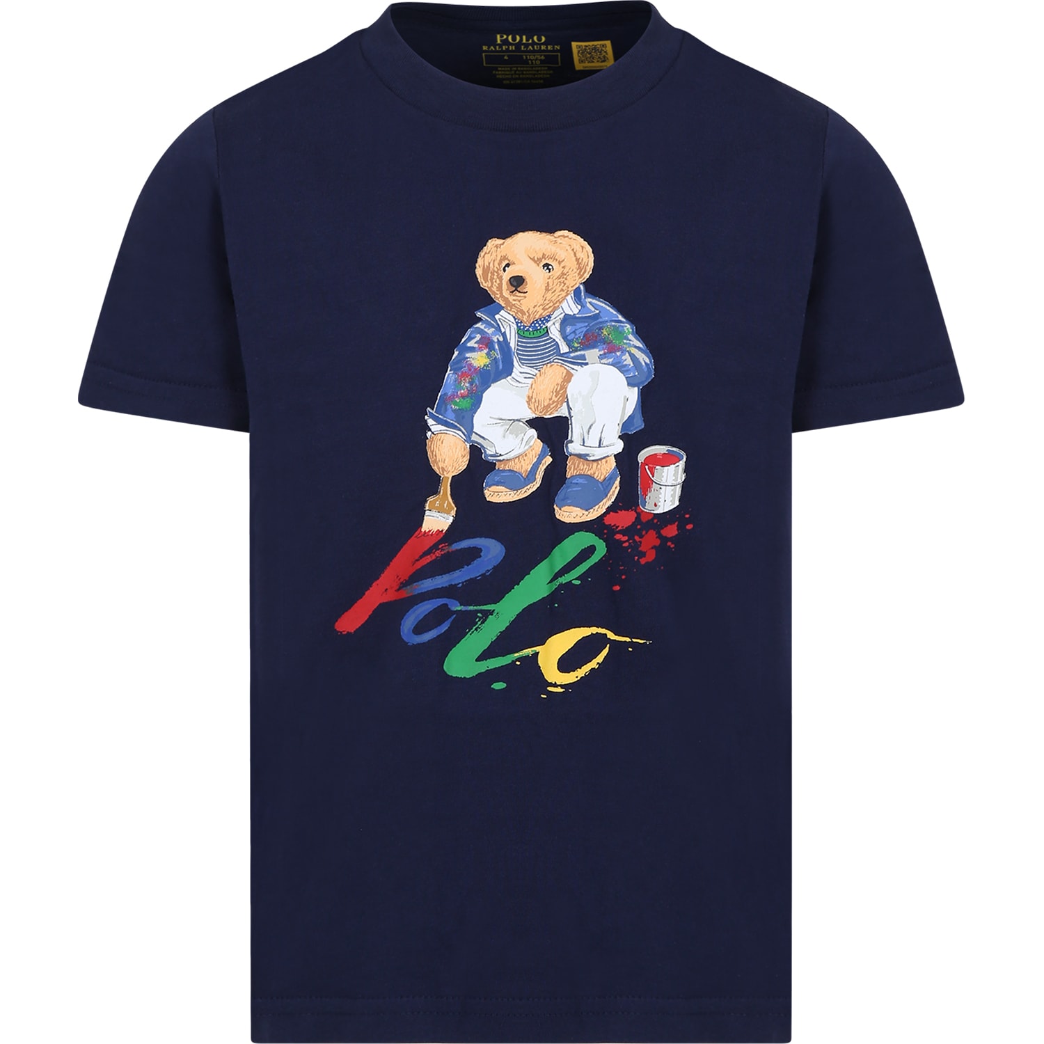 Ralph Lauren Kids' Blue T-shirt For Boy With Polo Bear