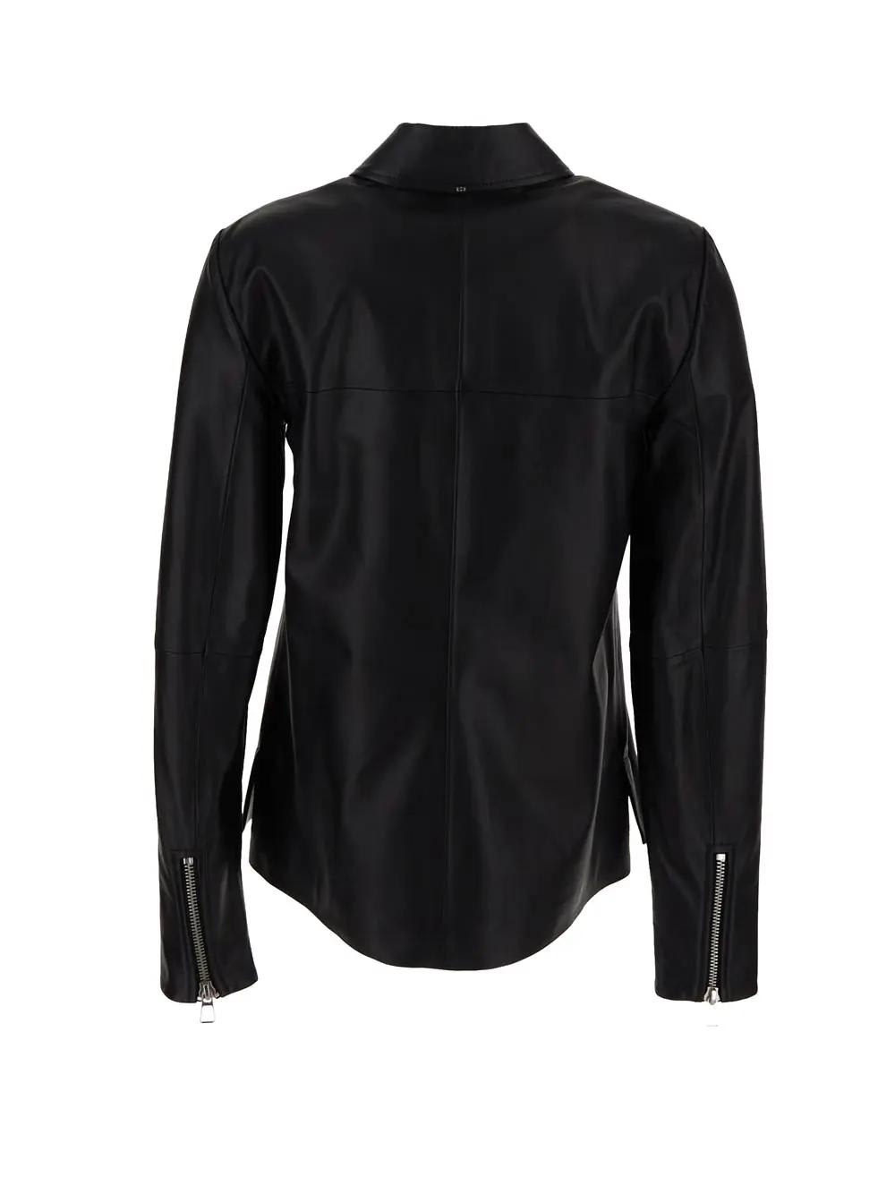 Shop Sportmax Gel Leather Jacket In Nero