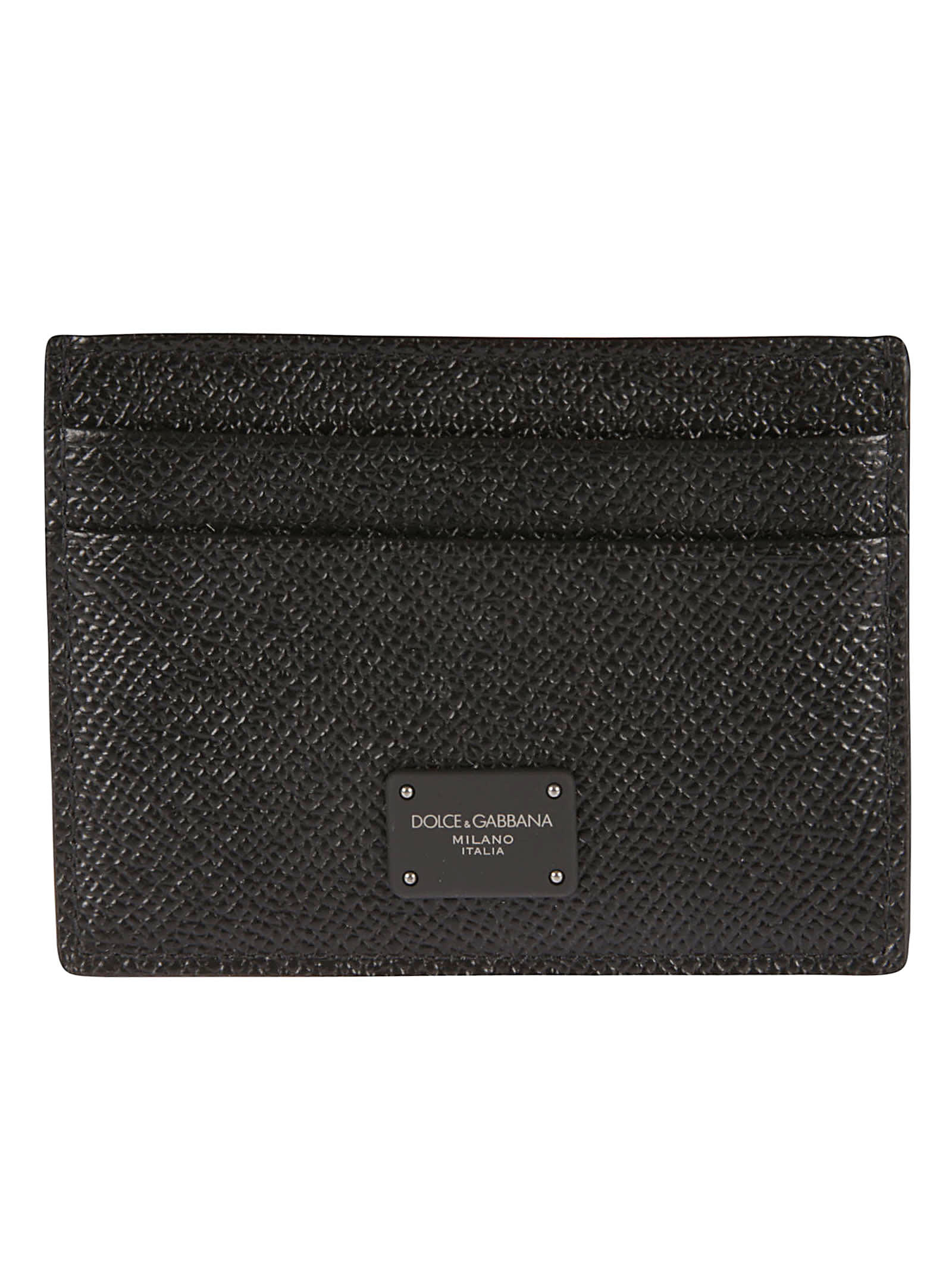 Dolce & Gabbana Grain Leather Logo Patched Card Holder