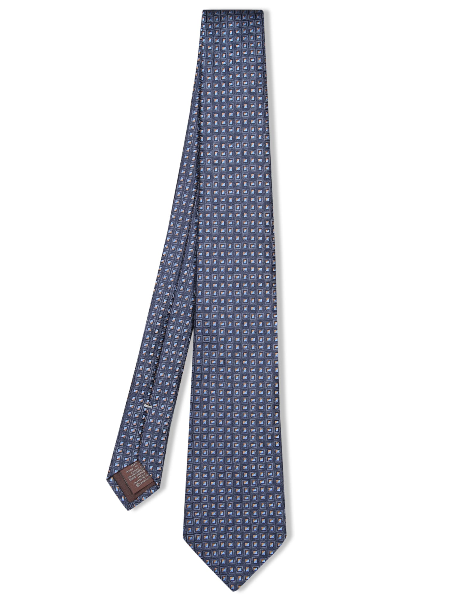 Brown And Blue Micro Pattern Tie