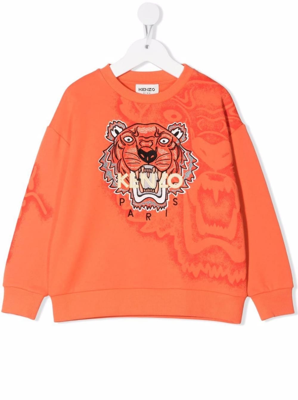 Kenzo Kids Kenzo Boy Orange Cotton Sweatshirt With Tiger Logo