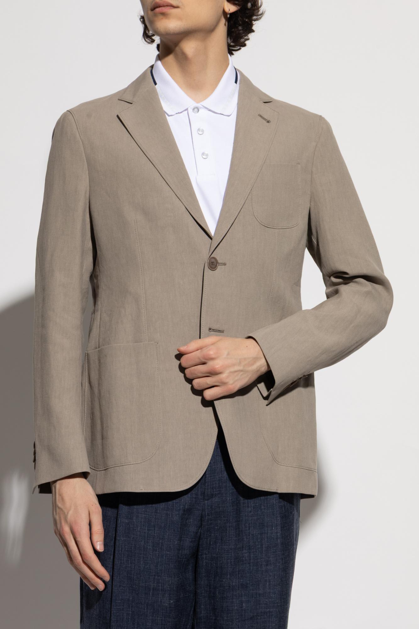 Giorgio Armani Jacket With Pockets In Roasted Cashwool