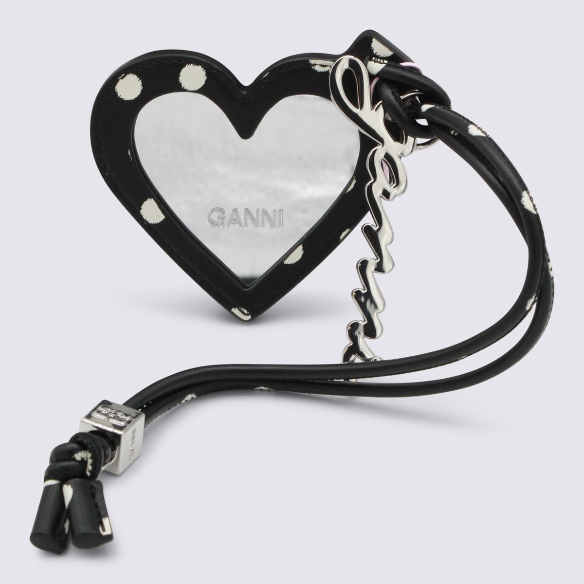 Ganni Black Leather Keyring