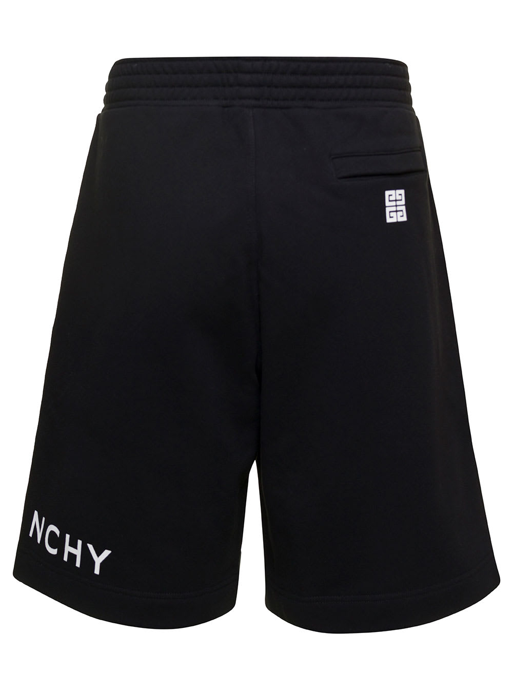 Shop Givenchy Black Boxy Shorts With Logo On The Leg In Cotton Man