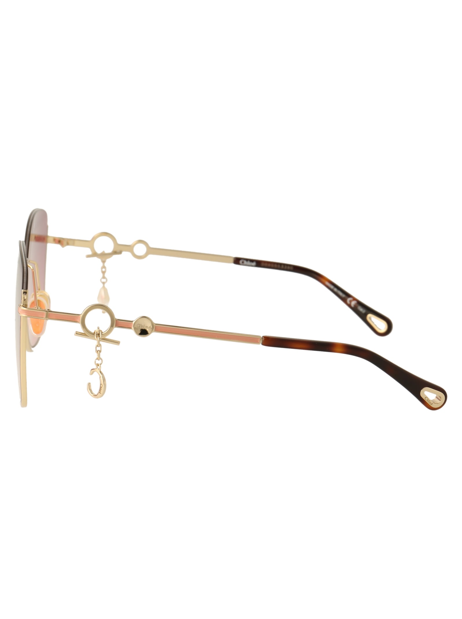 Shop Chloé Ch0070sk Sunglasses In 004 Gold Gold Pink