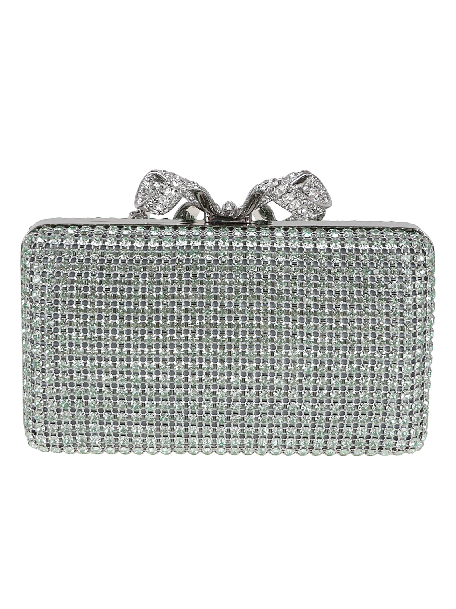 Self-portrait Green Chainmail Clutch Bag In Green