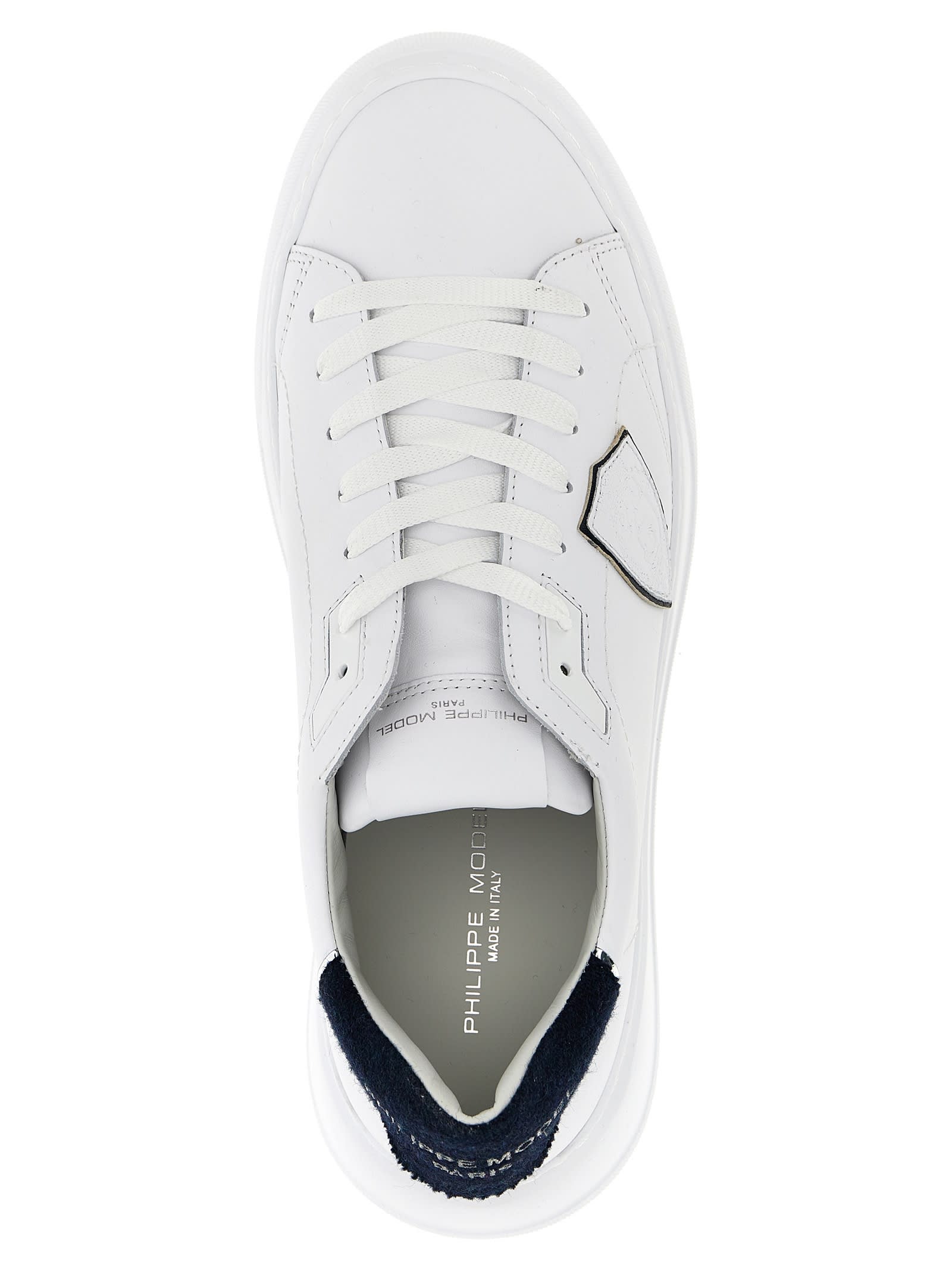 Shop Philippe Model Temple Sneakers In White/blue