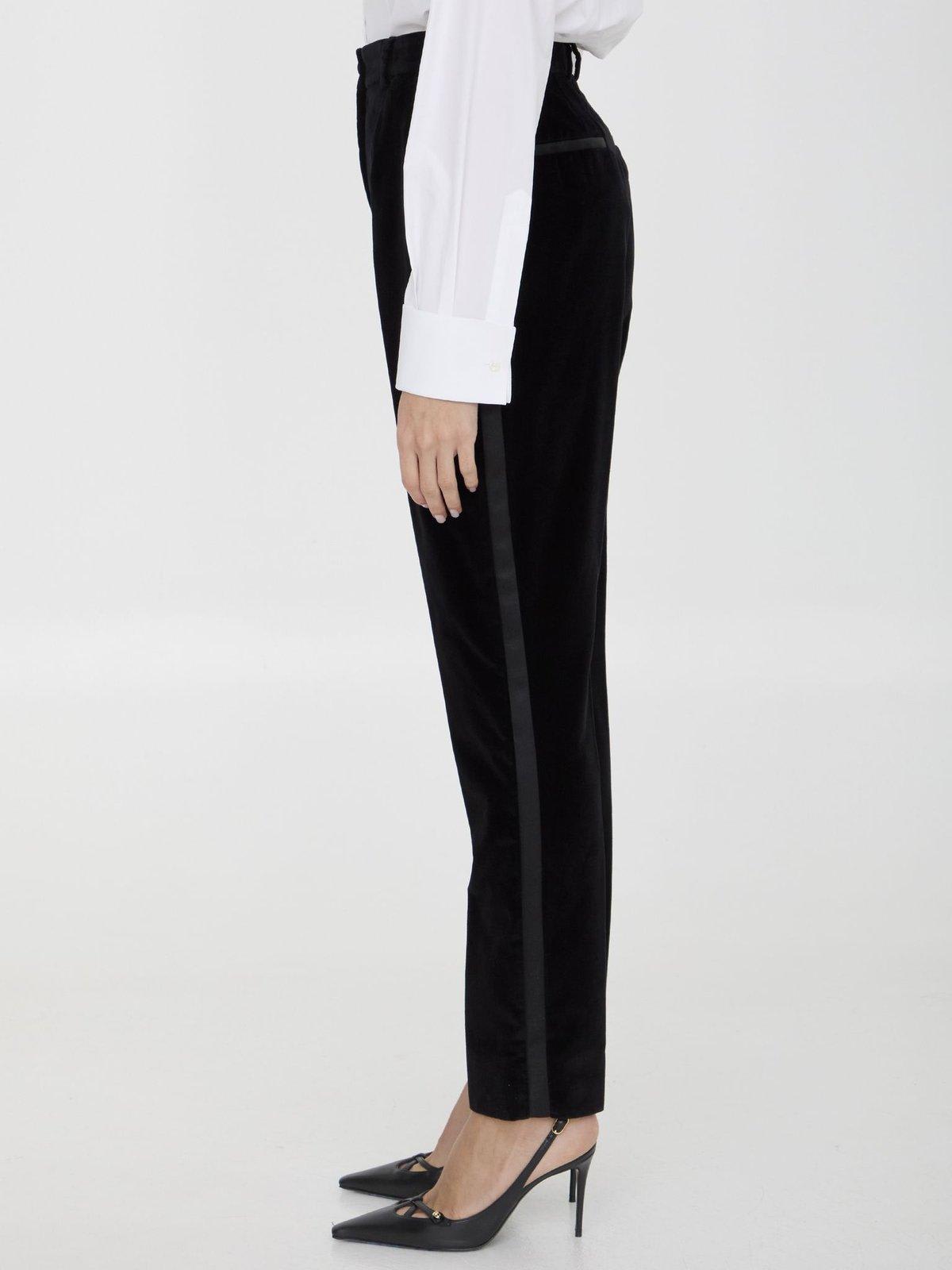 Shop Dolce & Gabbana Tailored Velvet Tuxedo Pants In Black