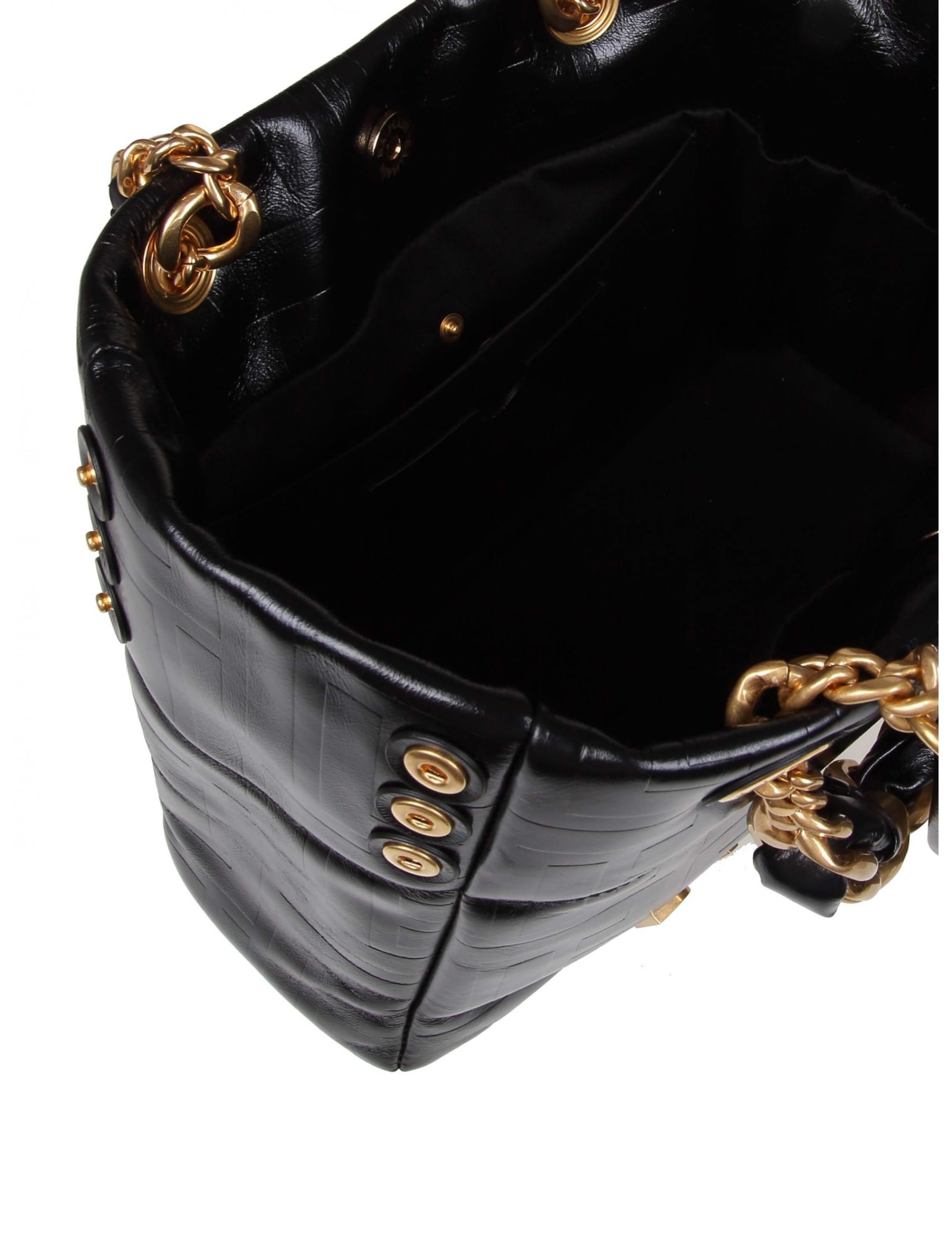 Shop Balmain 1945 Shopper Bag In Soft Leather With Embossed Monogramm In Noir