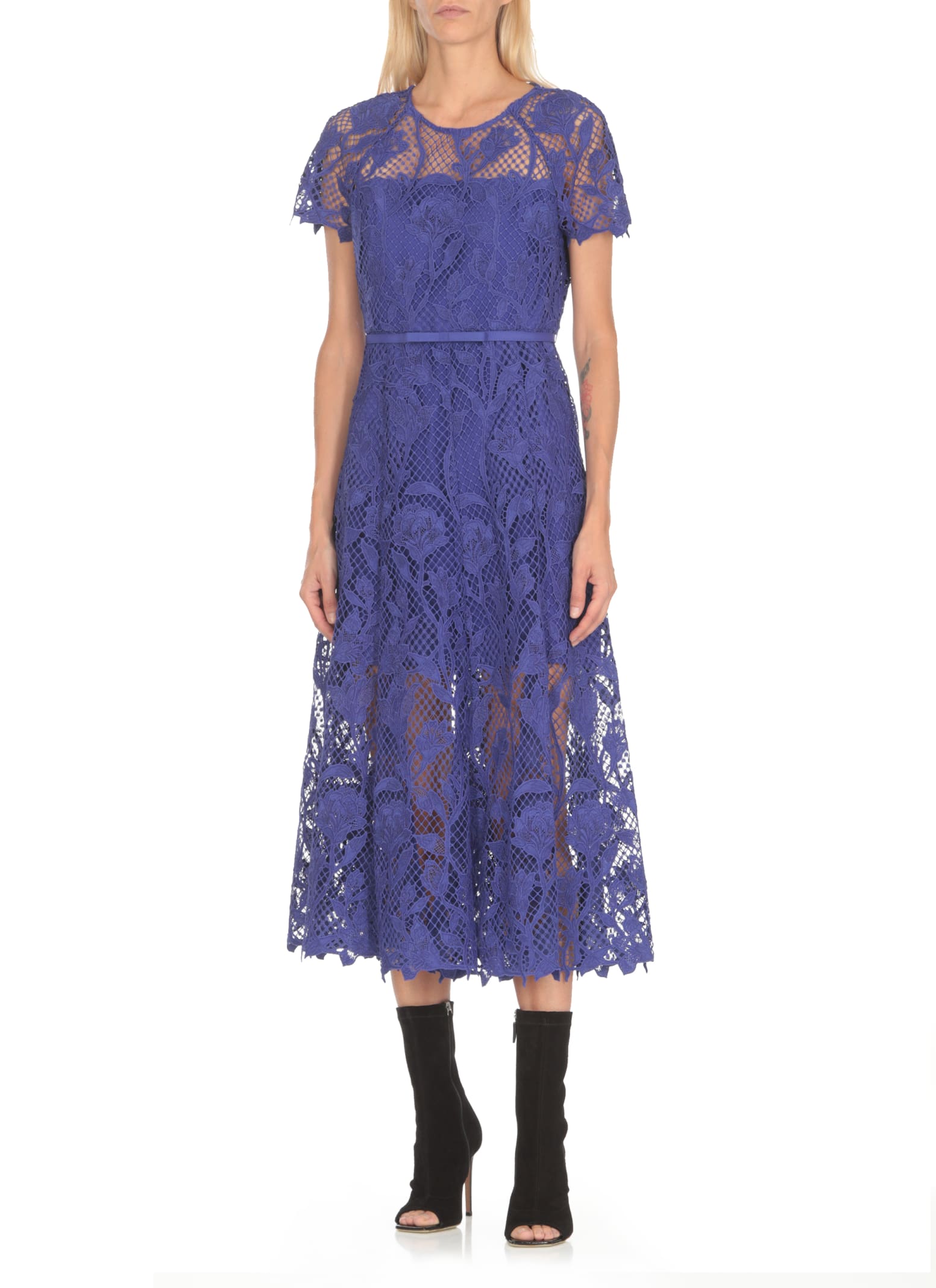 Shop Self-portrait Lace Dress In Blue