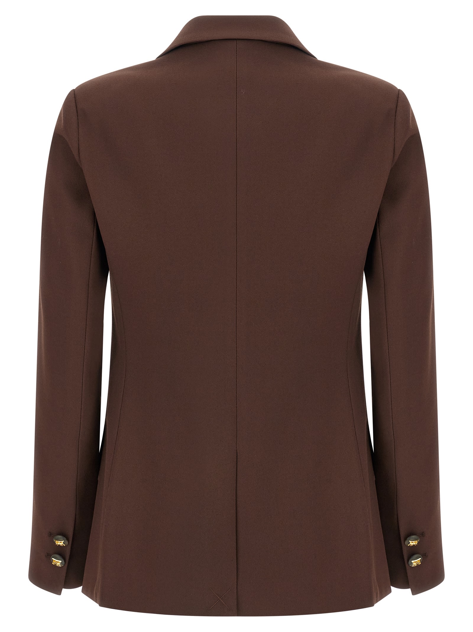 Elisabetta Franchi Single-breasted Viscose Blend Blazer In Brown