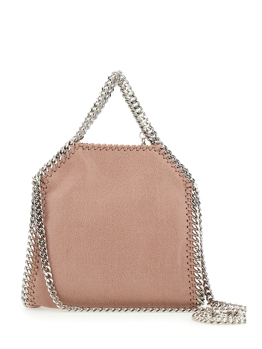 Shop Stella Mccartney 3chain Tiny Pink Tote Bag With Logo Engraved On Charm In Faux Leather Woman