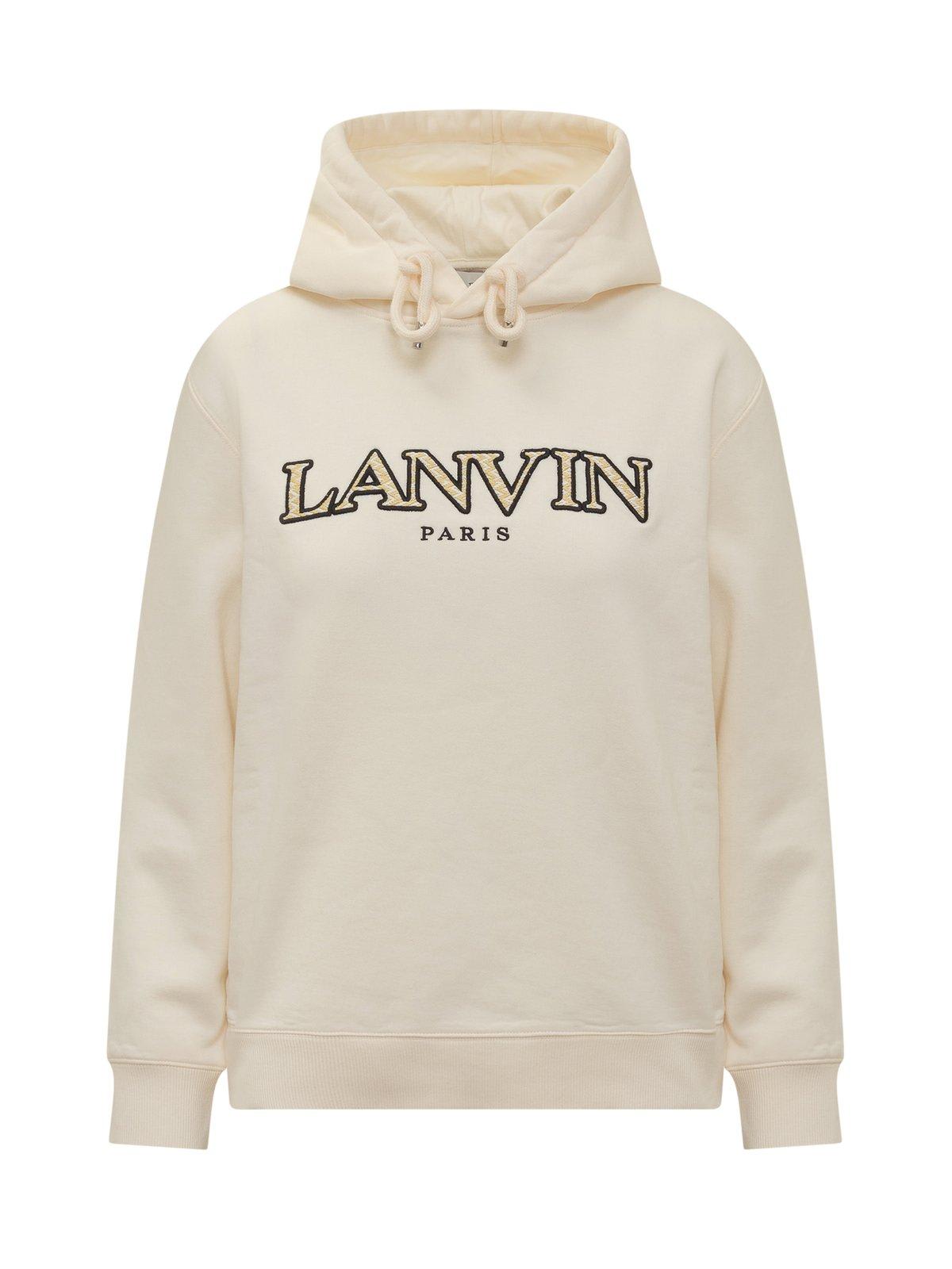 Logo Embroidered Drawstring Hoodie