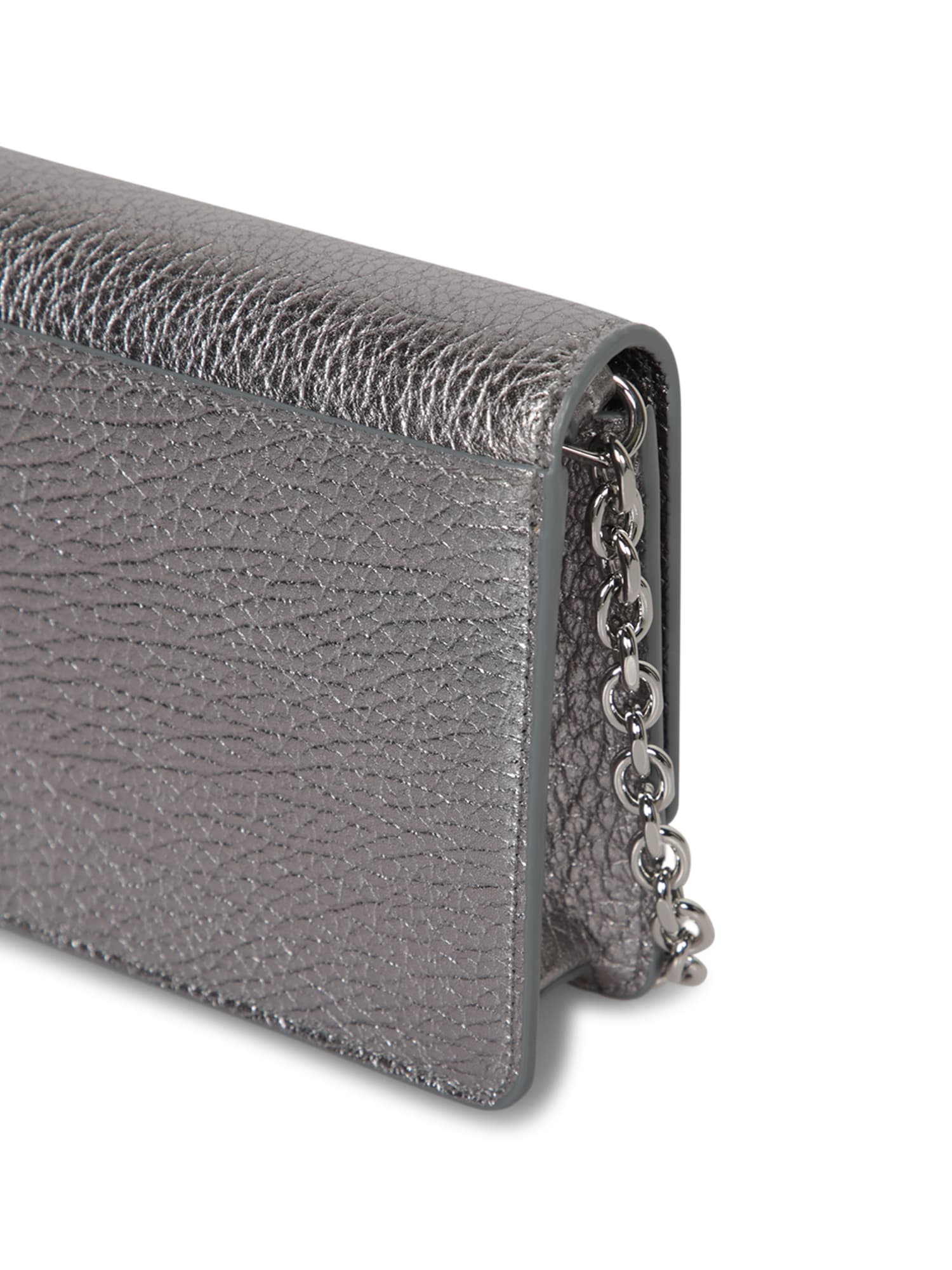 Shop Maison Margiela Silver Wallet On Chain Bag In Metallic